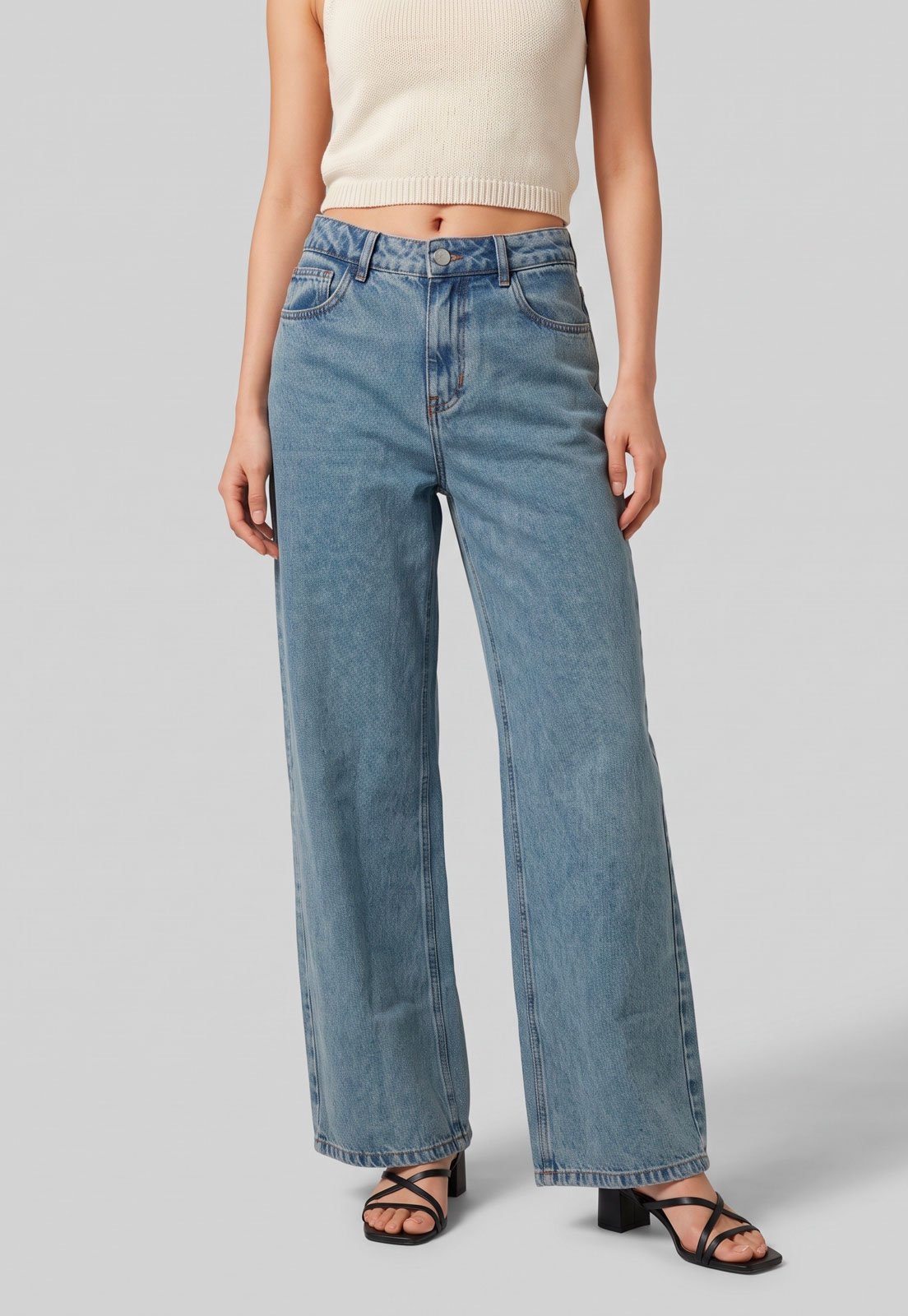 Calça Jeans Feminina Cantão Wide Leg Dirty Azul