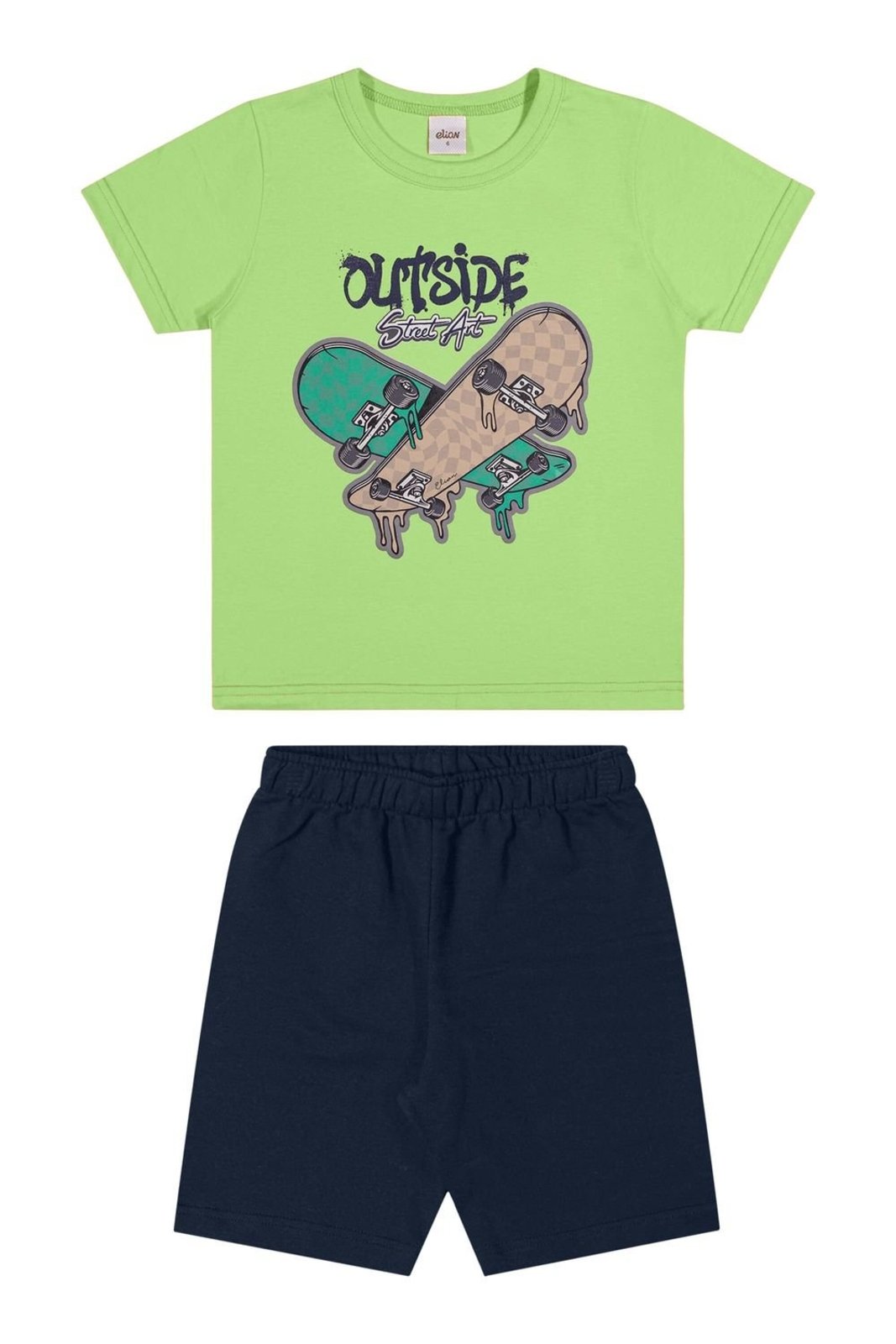 Vista 2 Infantil - Conjunto Menino Estampa Skate Elian verde Elian verde