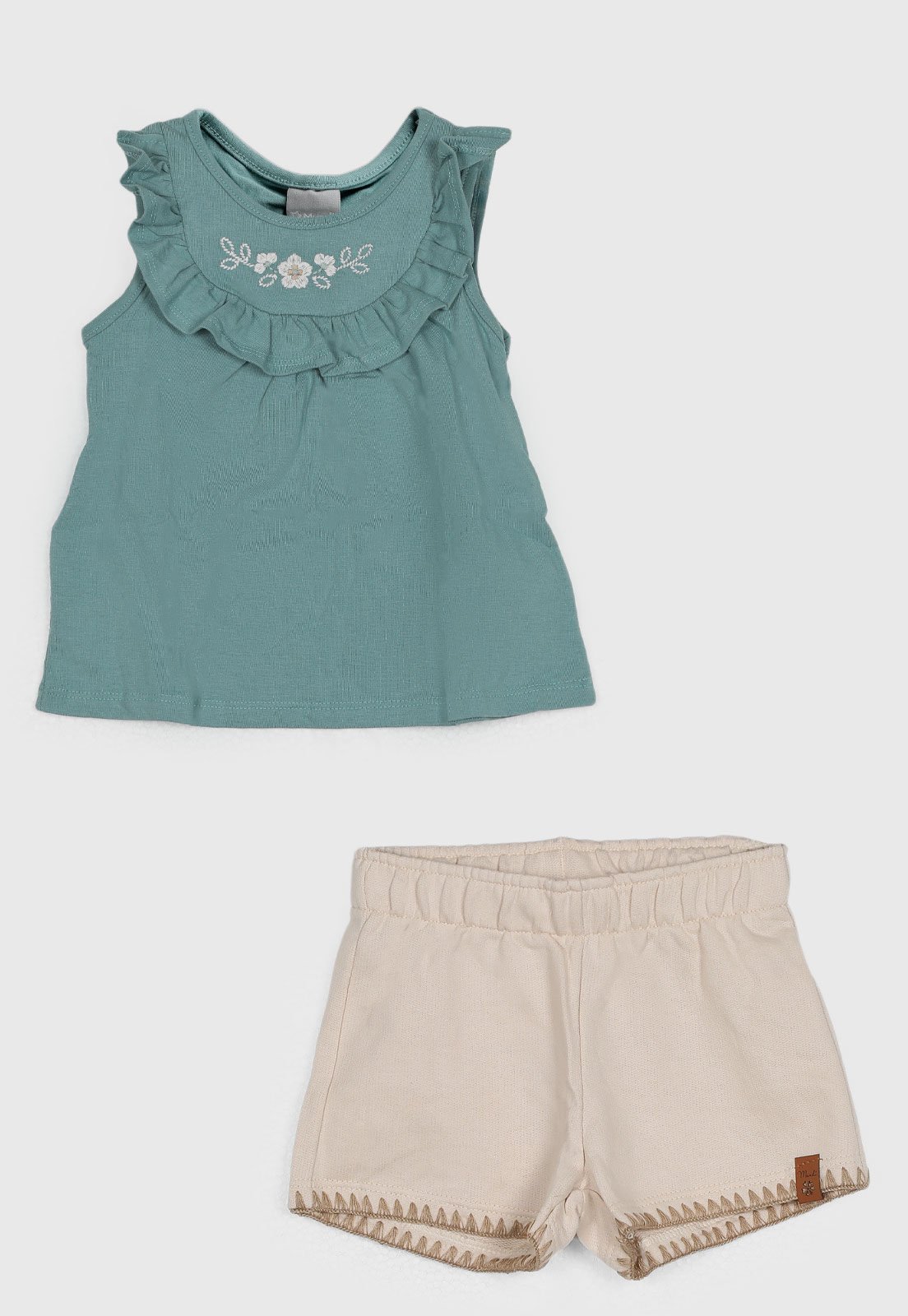 Conjunto Curto Brandili Mundi Babados Verde