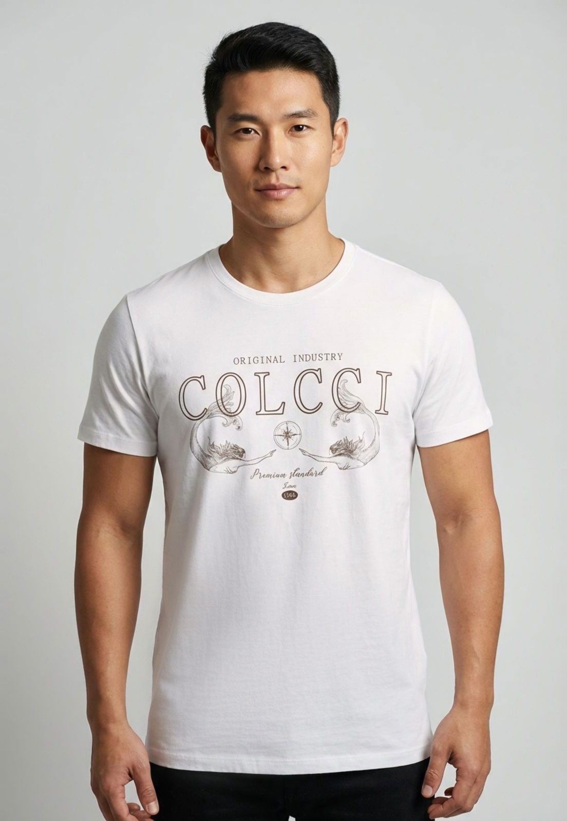 Vista 2 Camiseta Masculina Colcci Estampa Frontal Branca branco Colcci branco