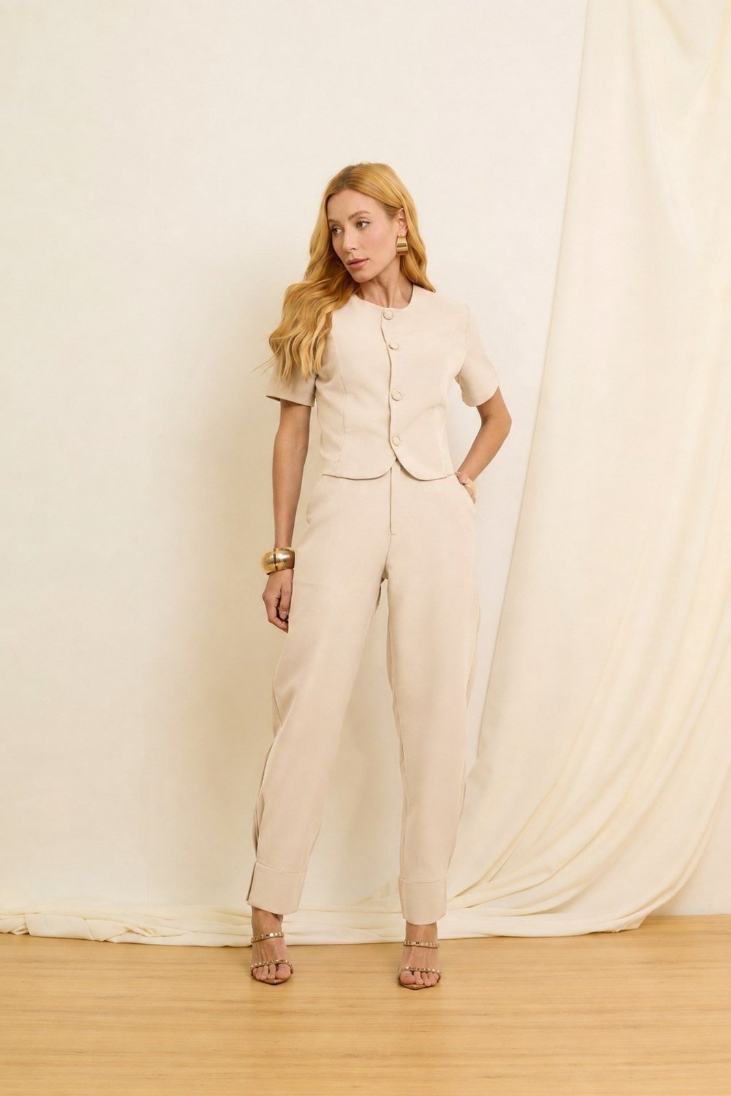 Calça Vanibele Alfaiataria Montecarlo Creme