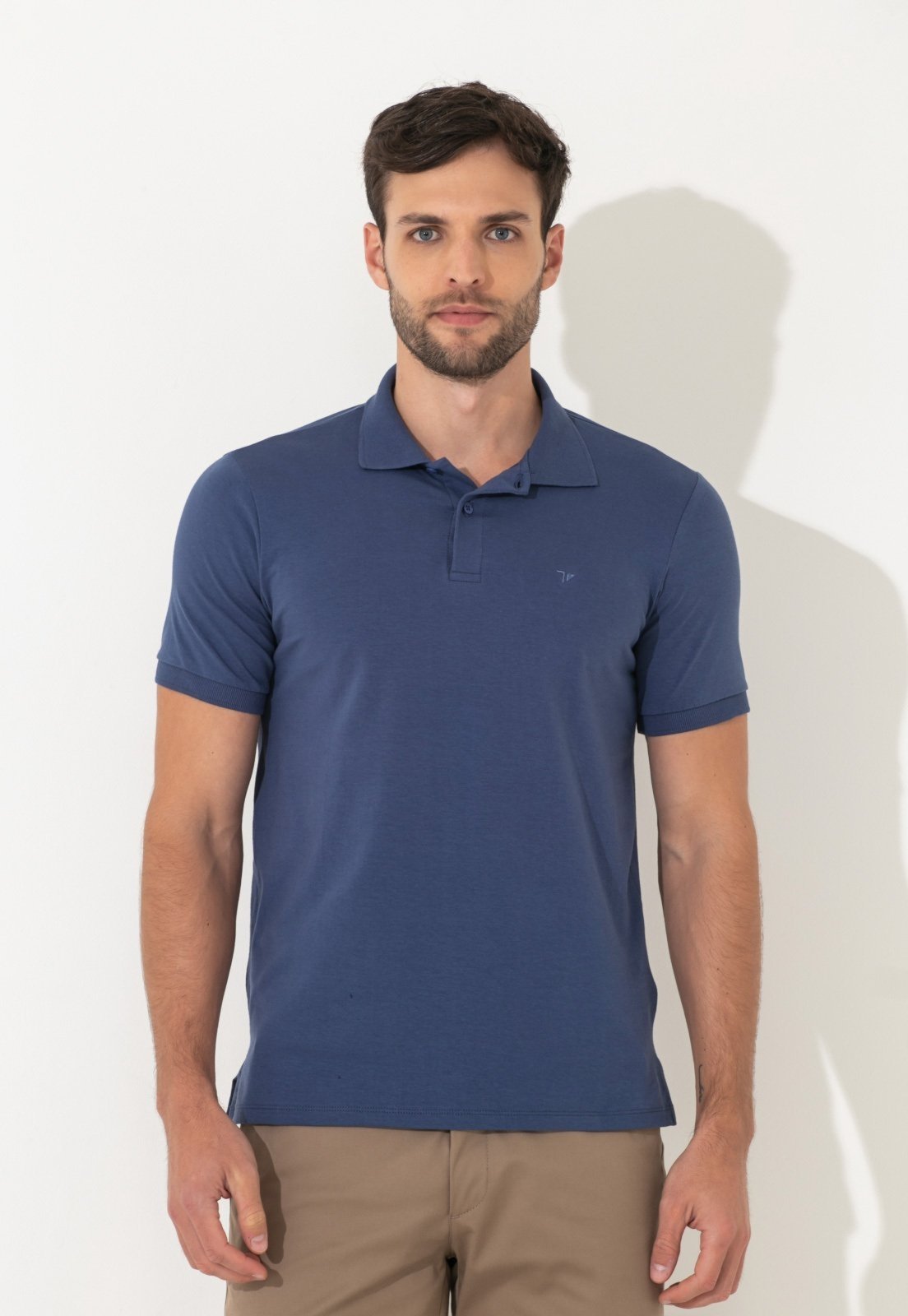 Vista 3 Polo Traymon Slim Com Elastano Indigo azul Traymon azul