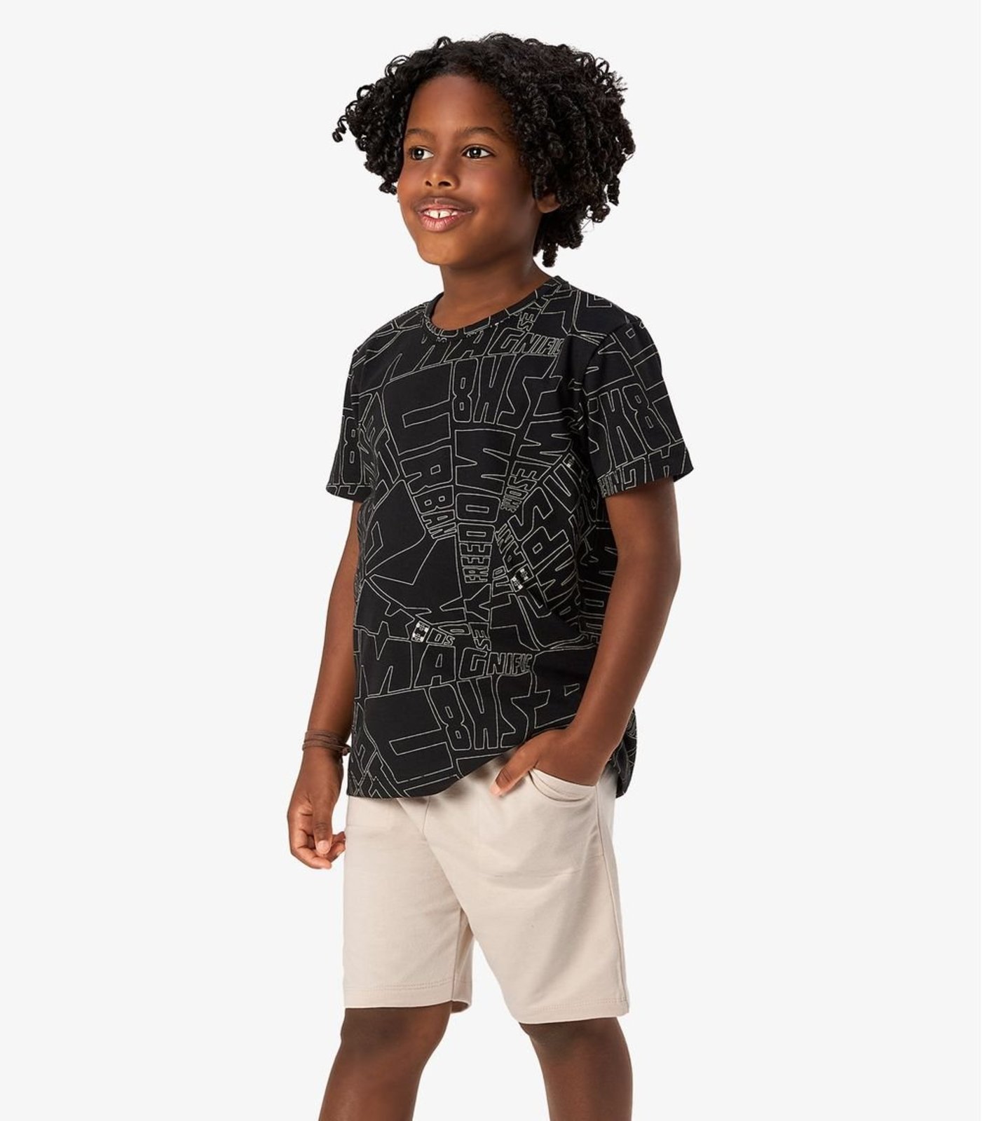 Infantil - Conjunto Camiseta Com Bermuda Rovi Preto