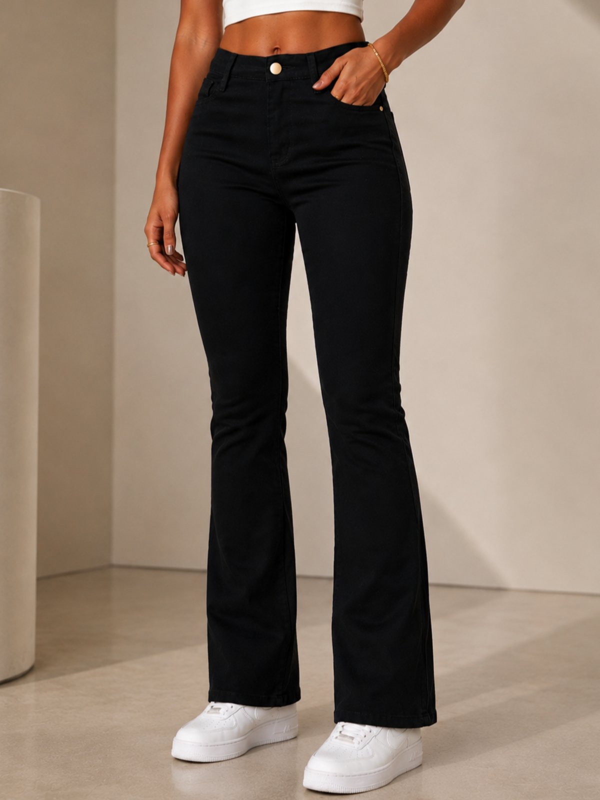 Calça Jeans Flare Feminina Cintura Alta Purple Jeans Modeladora Premium Preto