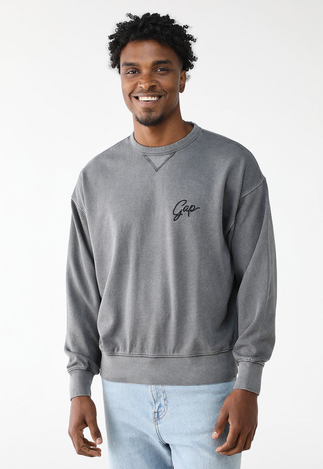 Blusa de Moletom Fechada GAP Logo Grafite