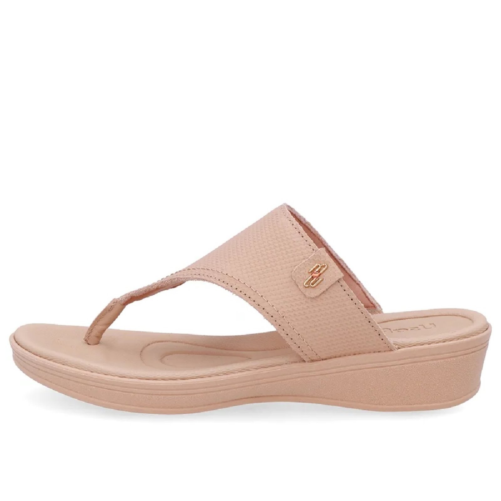 Chinelo Usaflex Plataforma em Couro Conforto e Praticidade Bege