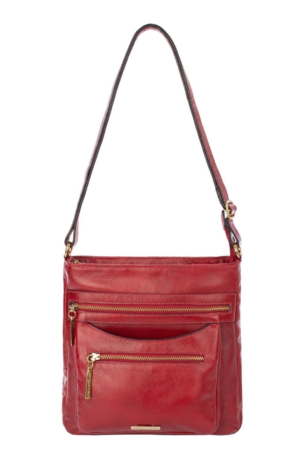 Bolsa tiracolo em couro liso Thais - Vermelho