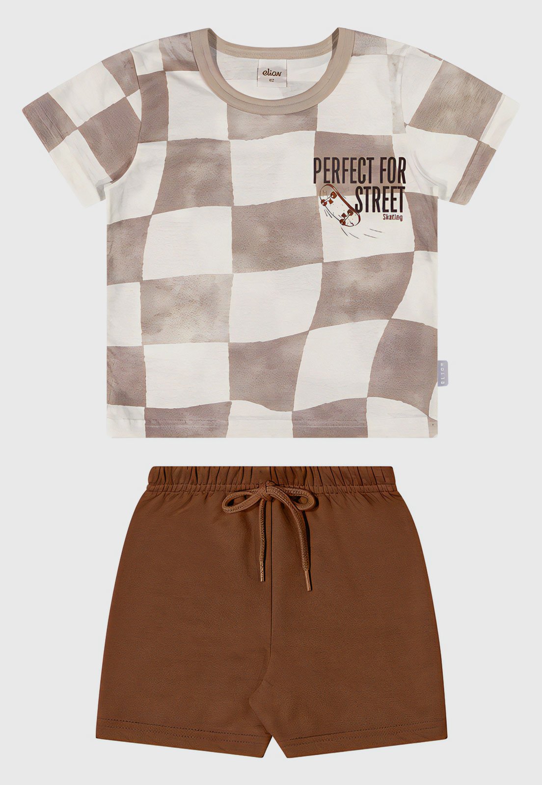 Infantil – Conjunto 2pçs Manga Curta Elian Camiseta E Bermuda Off-White