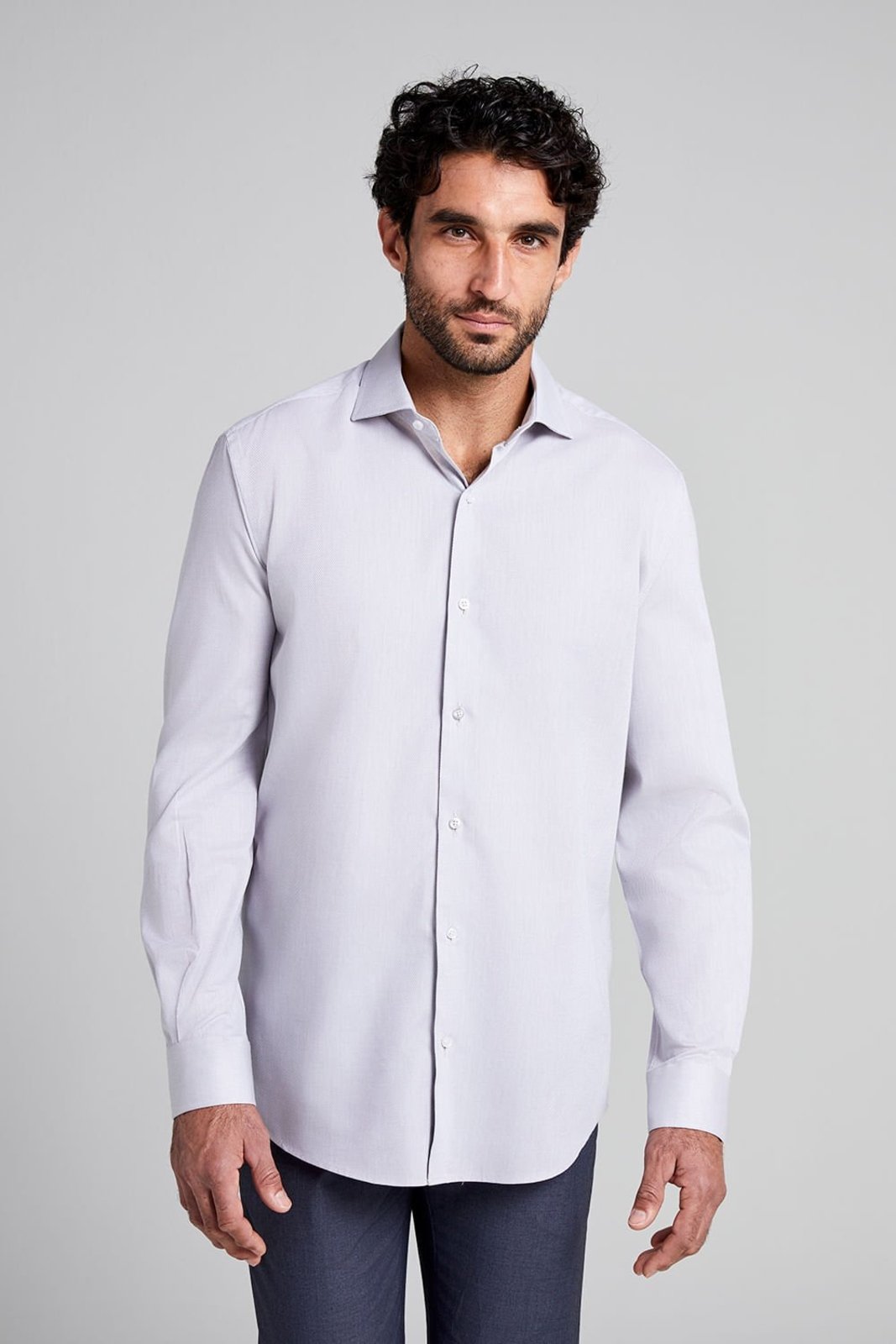 HIGHSTIL Camisa Social em Algodão Egípcio Lisa Slim Fit - Cinza Claro