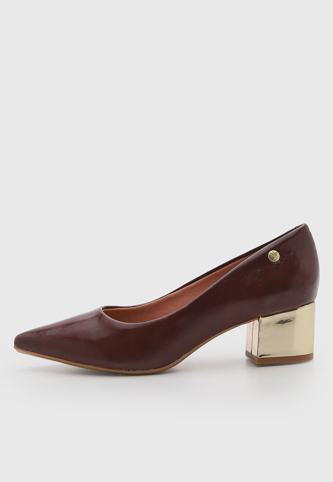 Scarpin Feminino Vizzano Salto Bloco Detalhe Metal Vinho