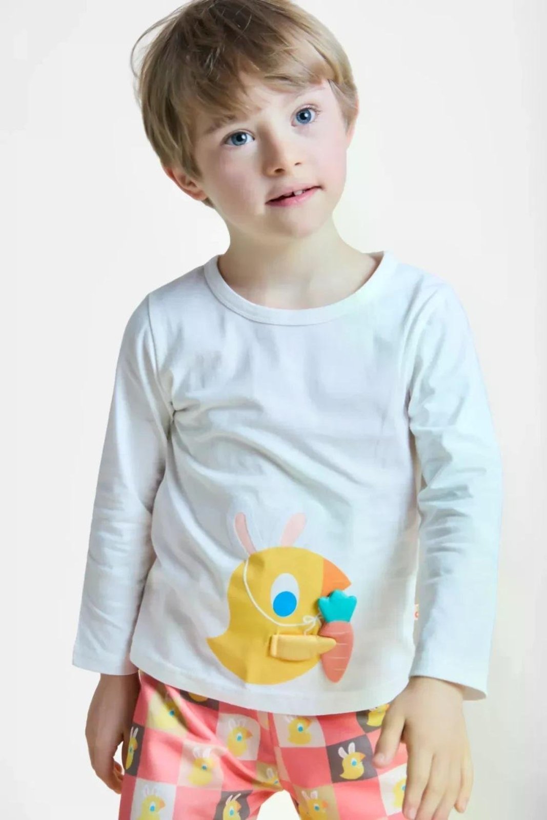 Pijama Vestorinho de Páscoa Alphabeto Off e Laranja Branco
