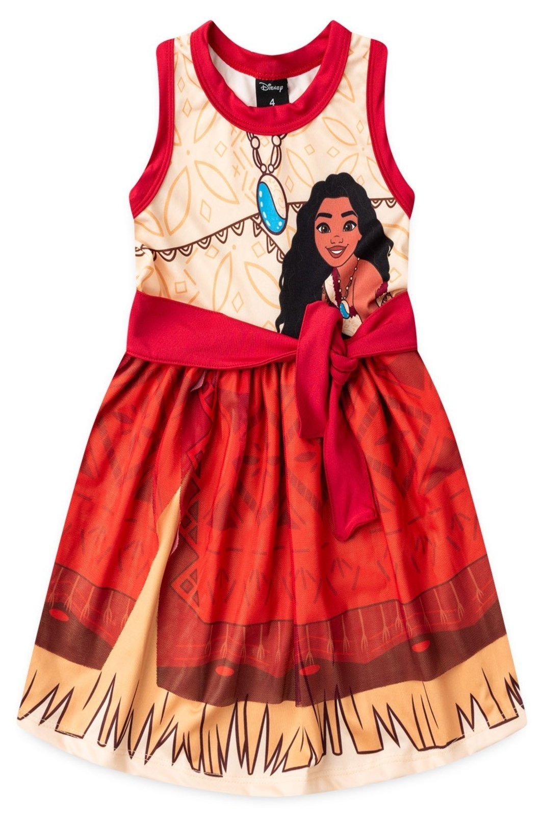 Vista 3 Infantil - Vestido Disney Feminino Menina Moana vermelho Disney vermelho