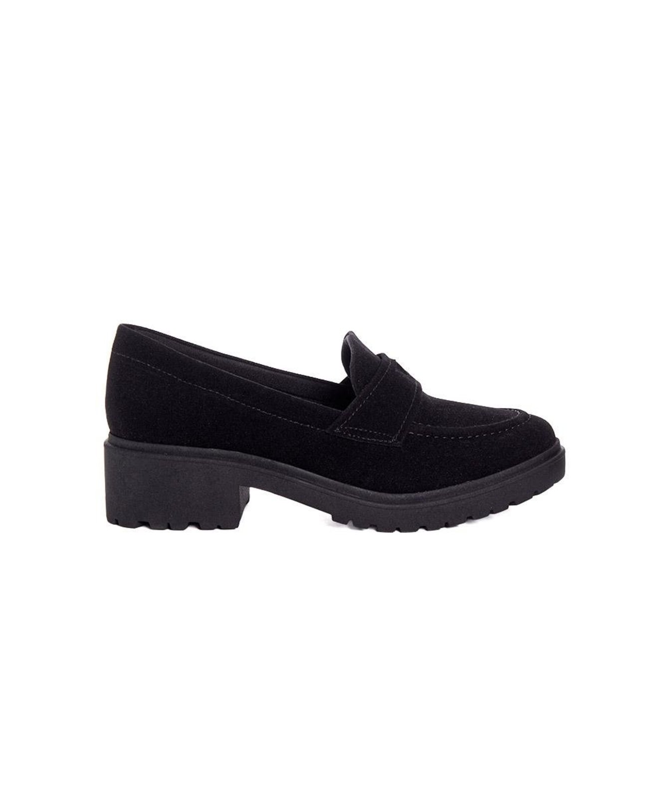 Mocassim Feminino Quiz Salto Tratorado Preto Incolor
