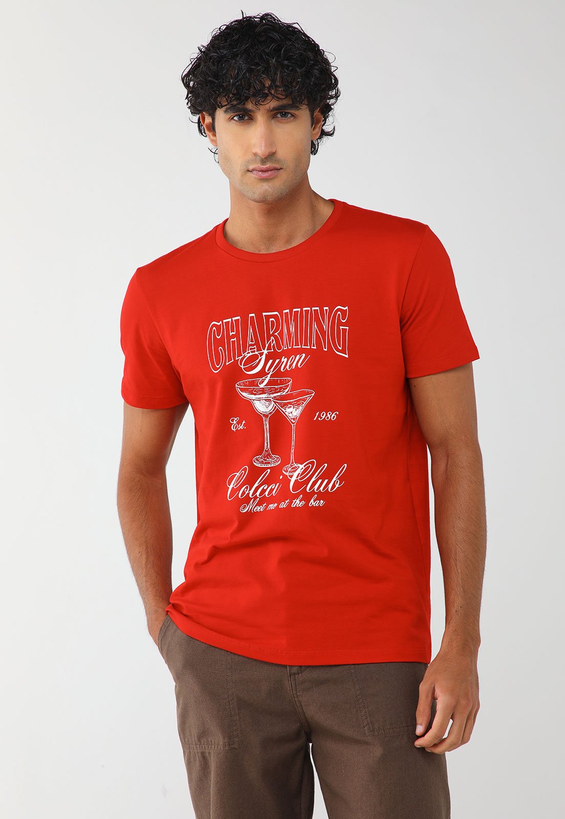 Camiseta Masculina Colcci Estampa Charming Syren Vermelha
