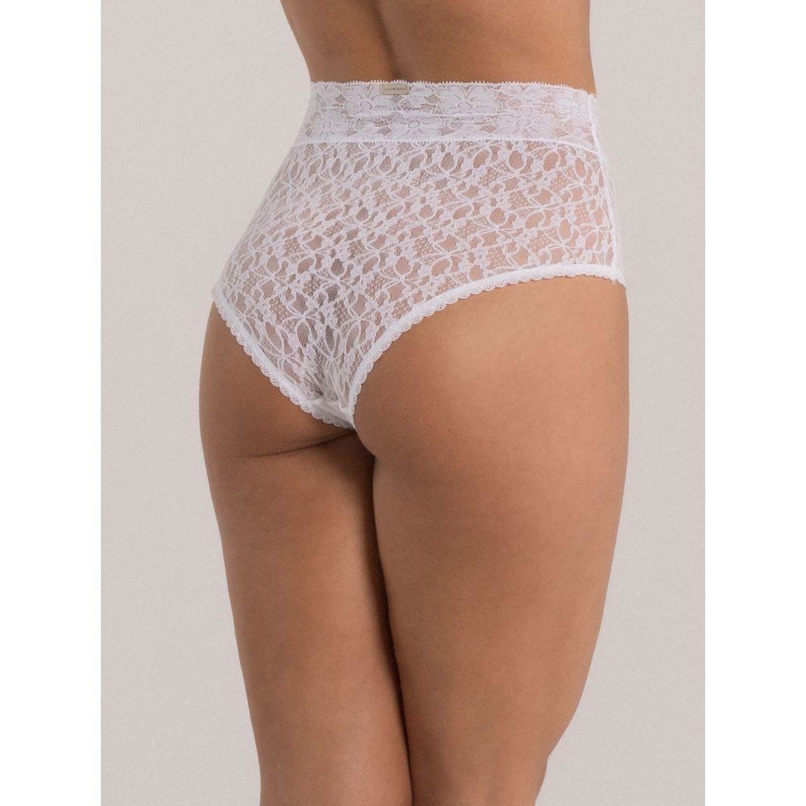 Vista 3 Calcinha Cintura Alta Renda Sweet Lace Loungerie branco Loungerie branco