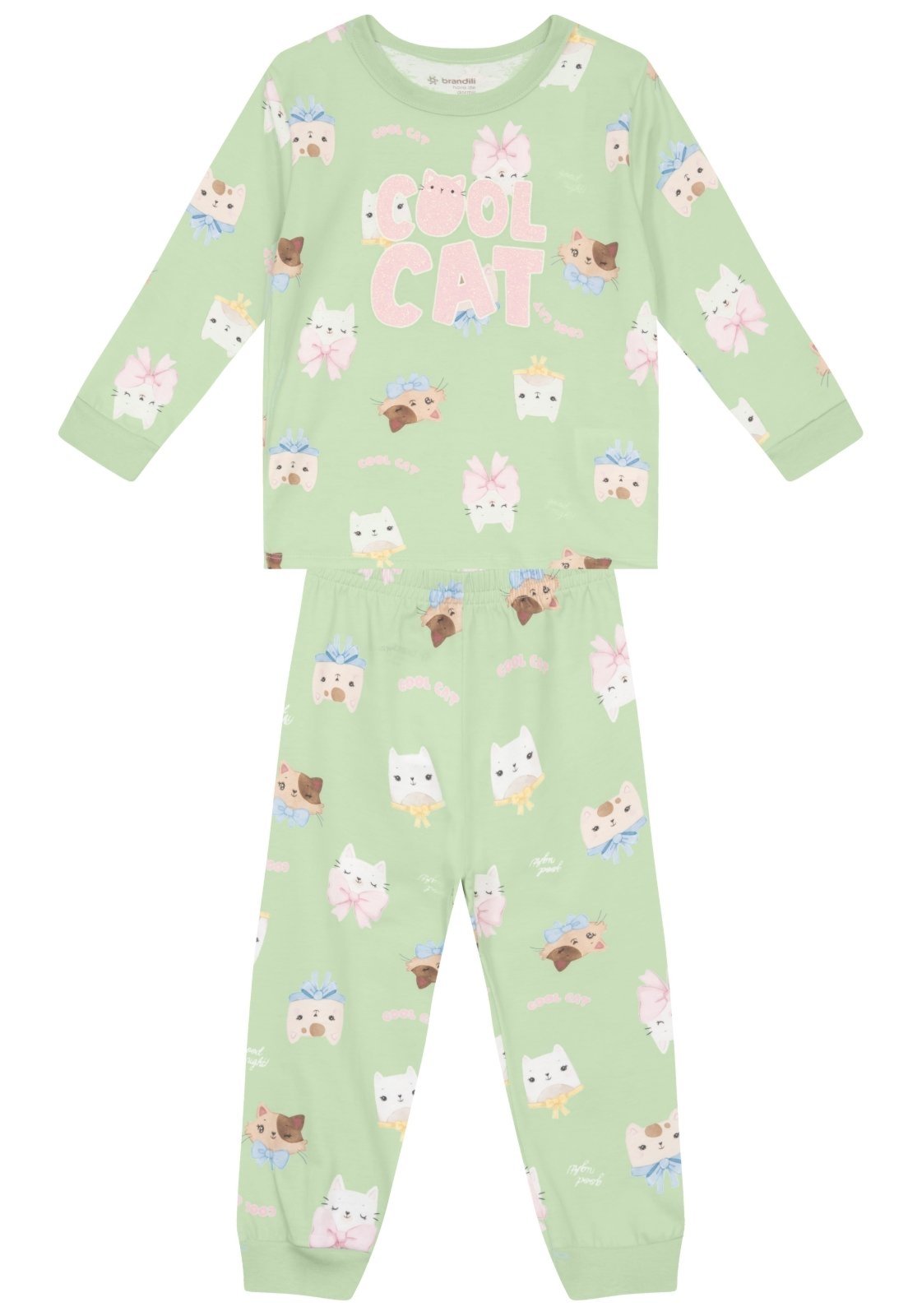 Infantil - Pijama menina gatinhos brilha no escuro Brandili