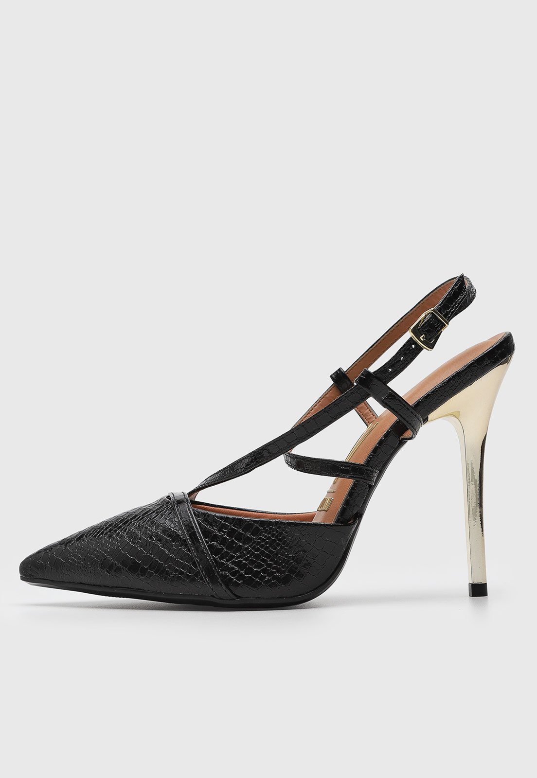 Vista 2 Scarpin Feminino Vizzano Salto Alto Tiras preto VIZZANO preto