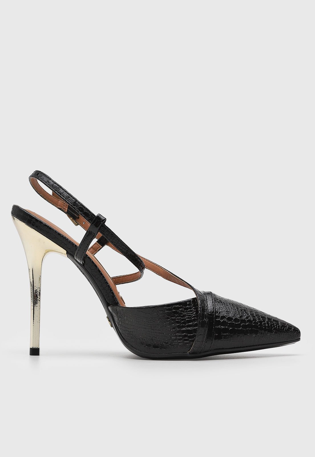 Vista 3 Scarpin Feminino Vizzano Salto Alto Tiras preto VIZZANO preto