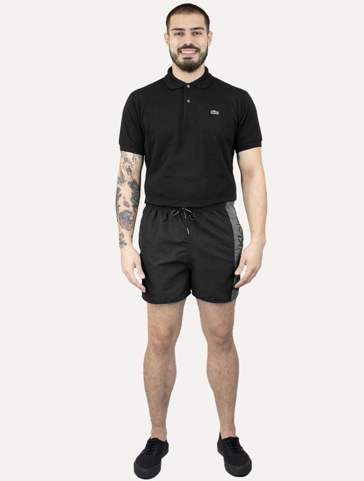 Short Calvin Klein Swimwear D Água Grey Vertical Preto