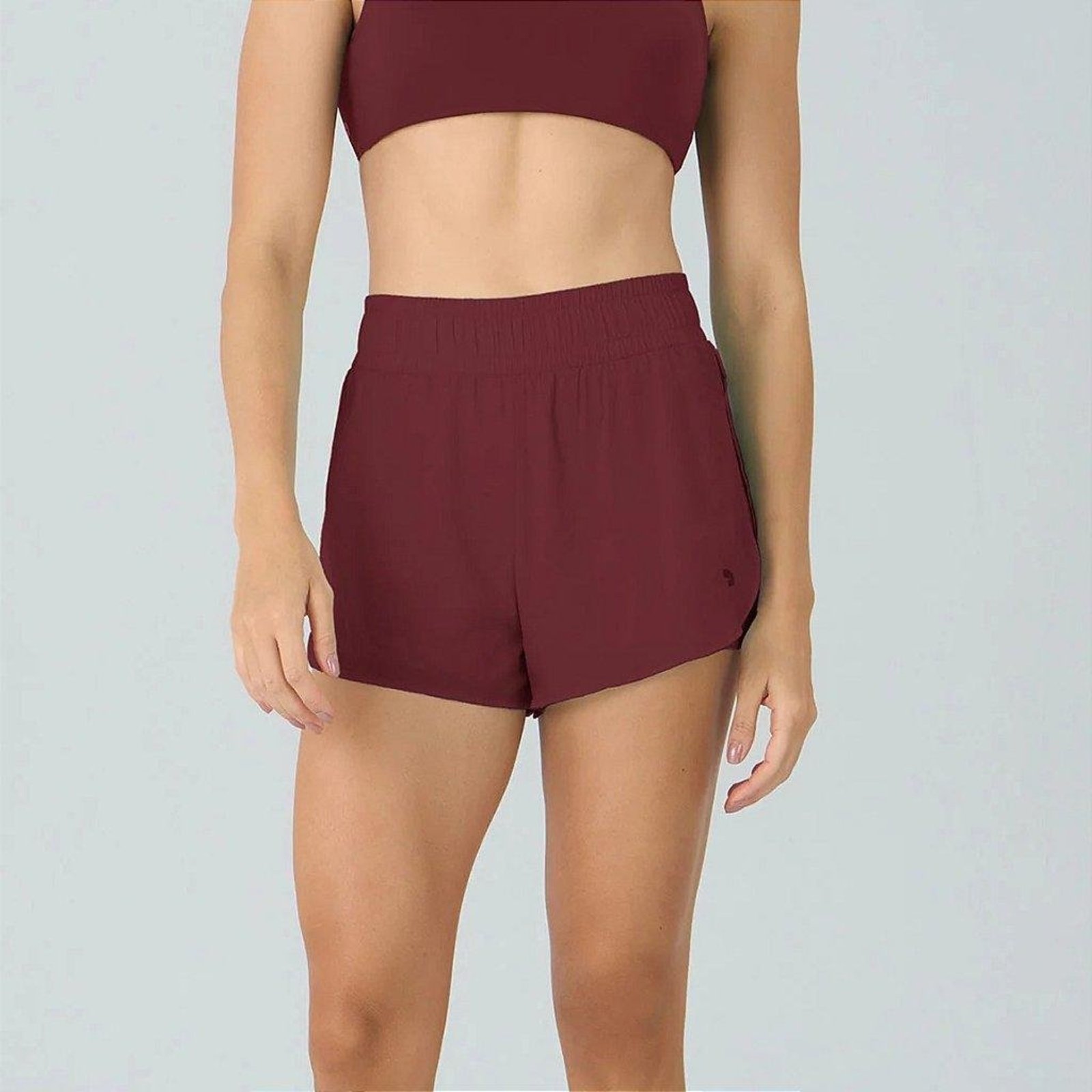 Shorts Alto Giro Sobreposto Eterno OU26 Vermelho Marsala Vermelho