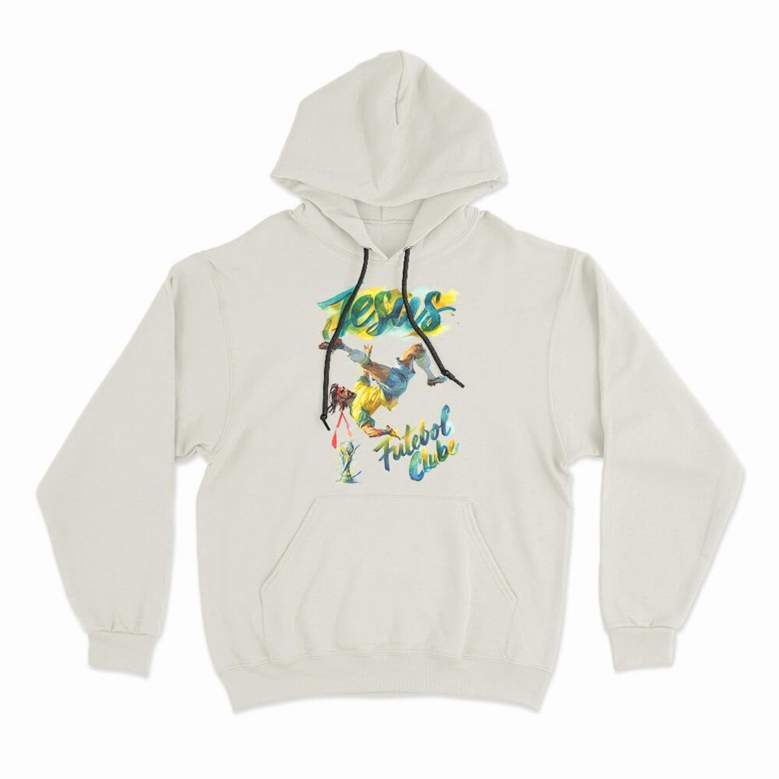 Moletom Com Capuz Jesus Futebol Clube - Off White - Casual - Studio Geek