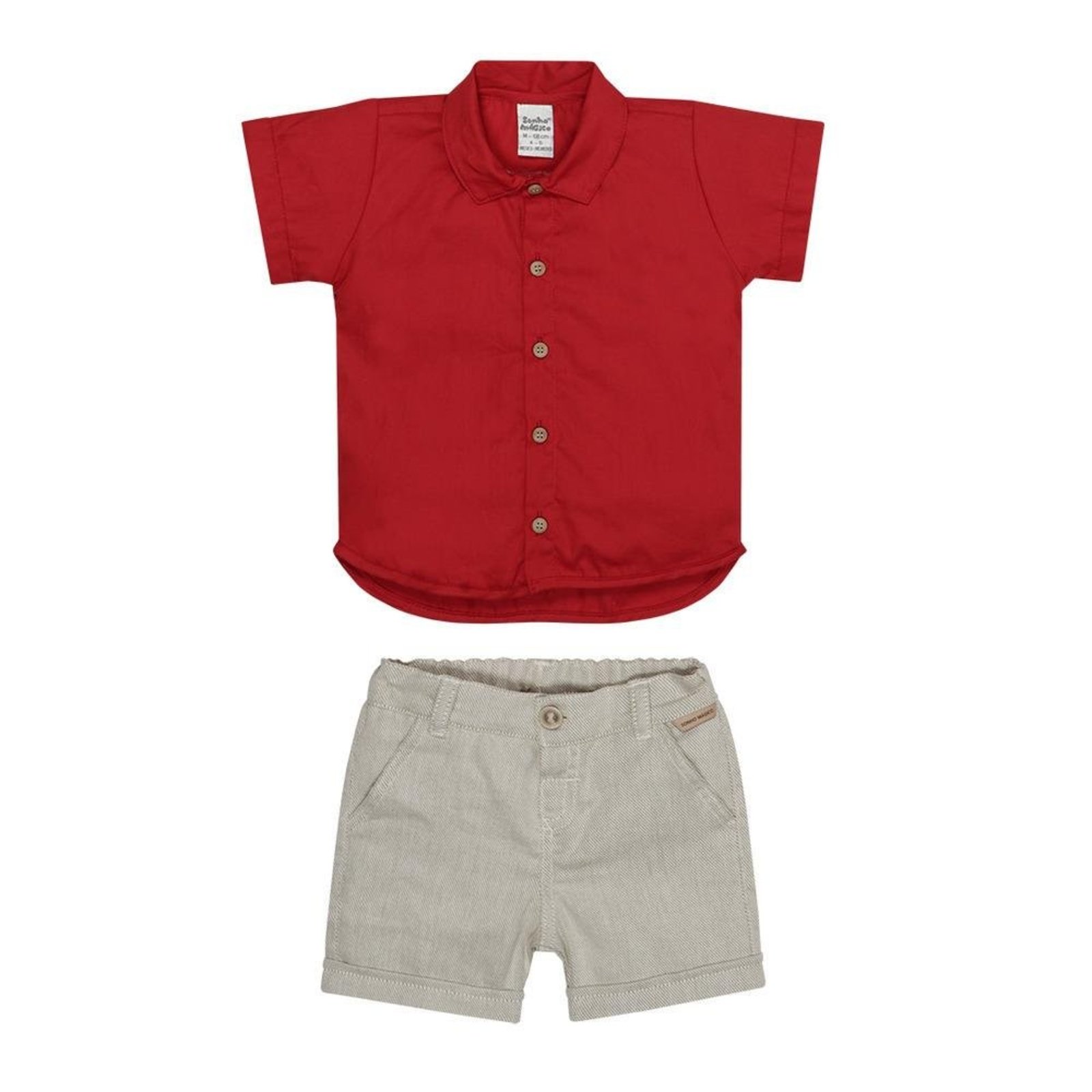 Infantil - Conjunto Menino Camisa Vermelha e Short Bege Sonho Mágico 1 Vermelho