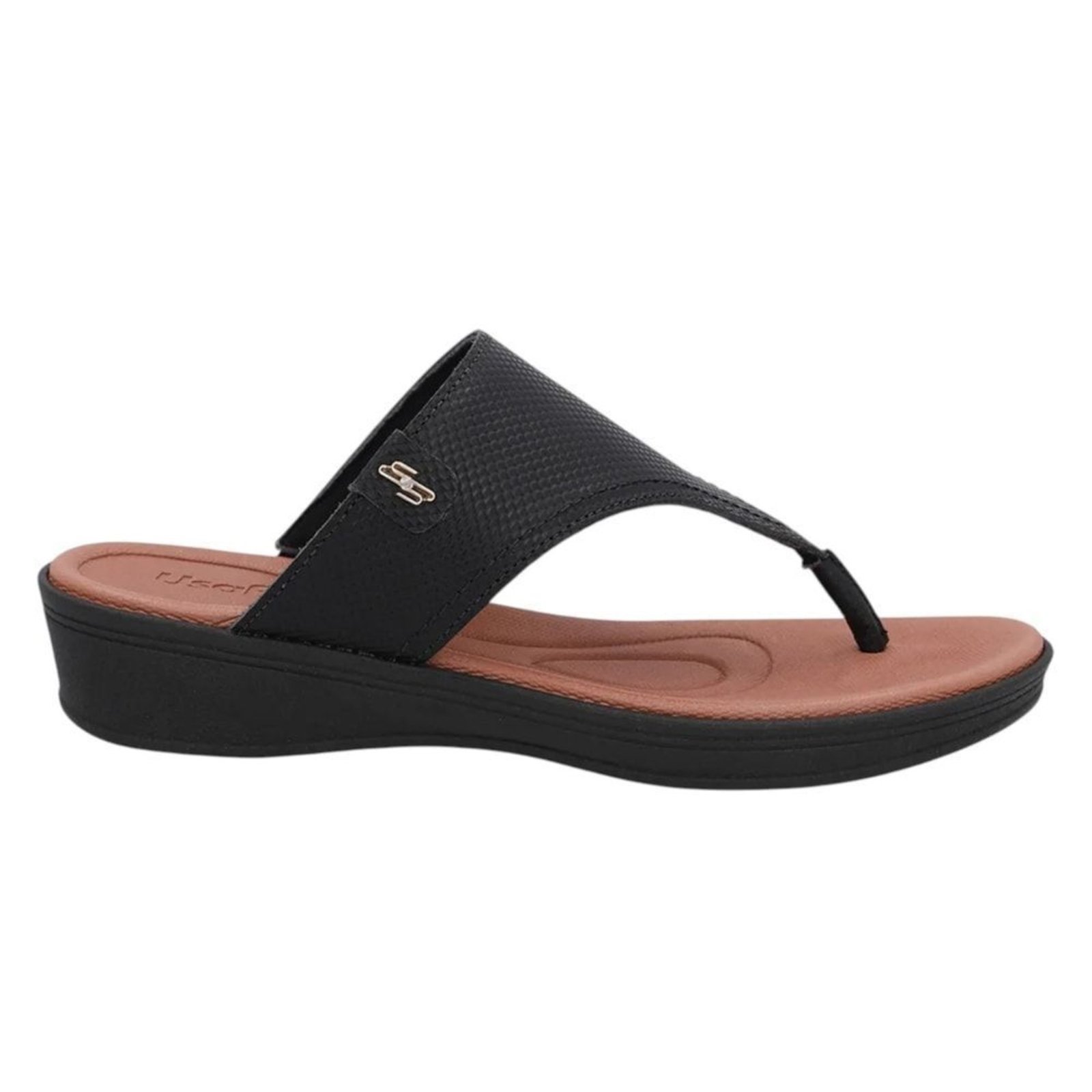 Chinelo Usaflex Salto Baixo Feminino – Preto – usaflex