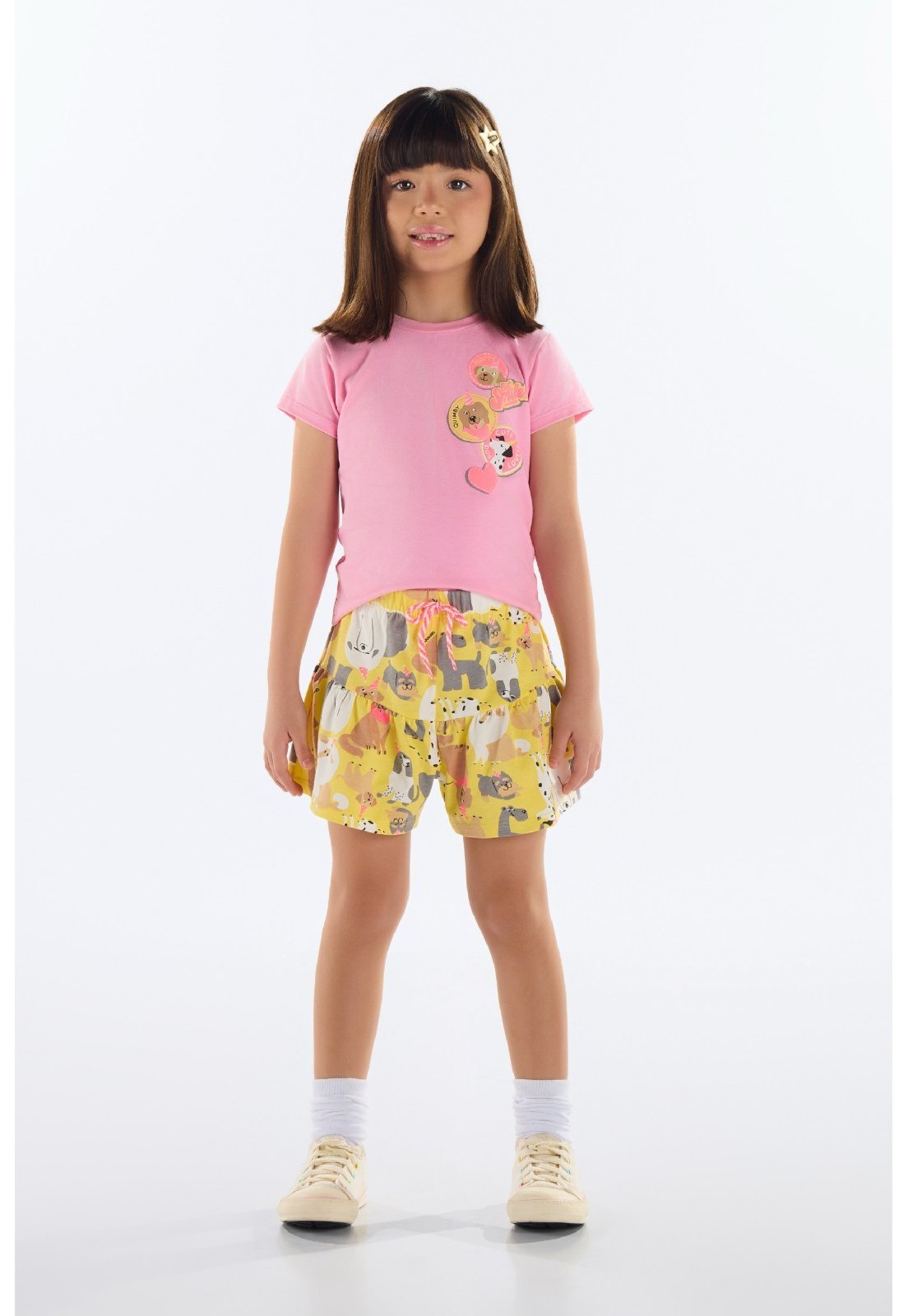 Infantil – Conjunto com Blusa e Short Menina Quimby Rosa