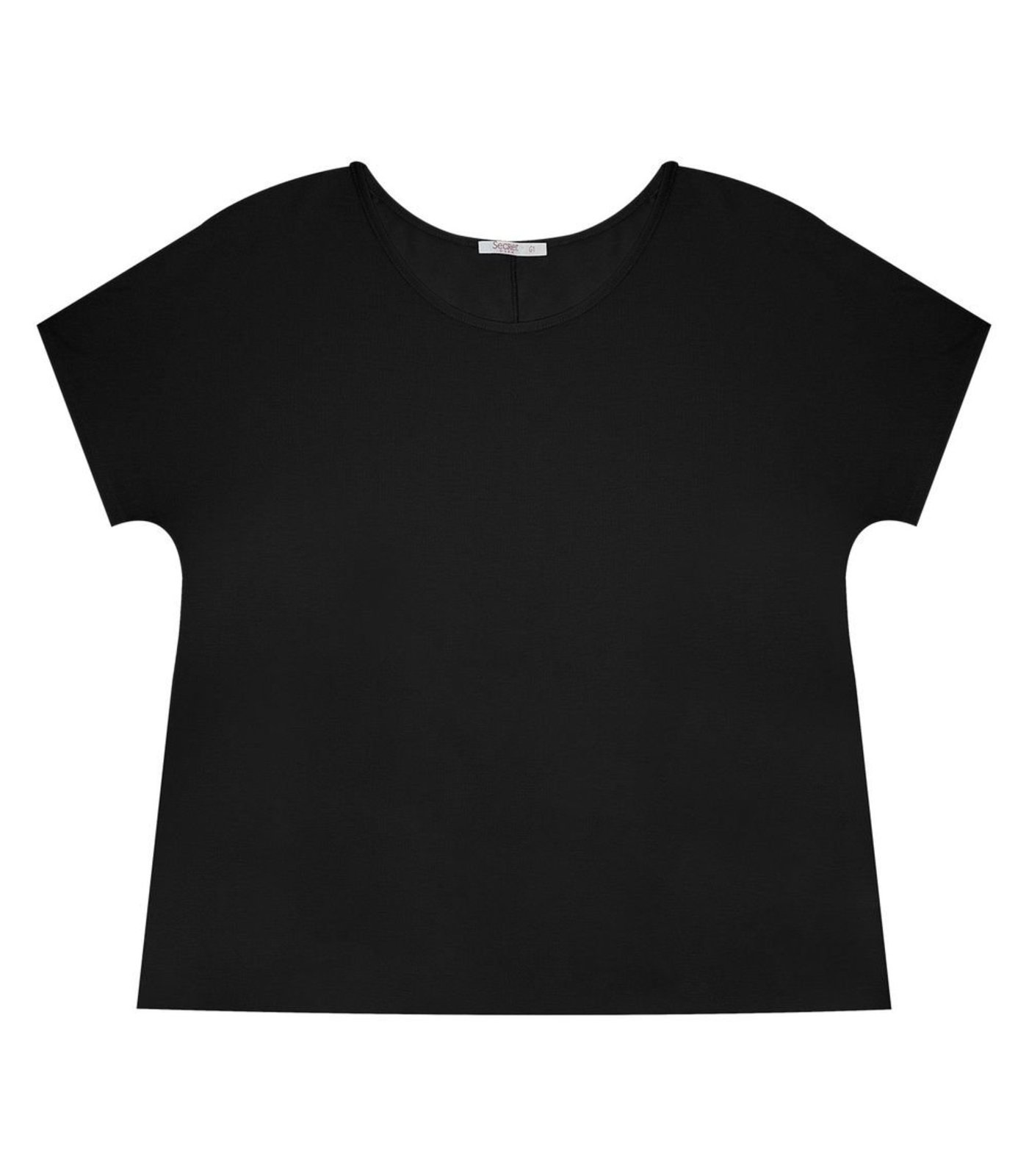 Vista 2 Blusa Manga Curta Feminina Plus Size Secret Glam Rovitex Plus Size preto Rovitex Plus Size preto