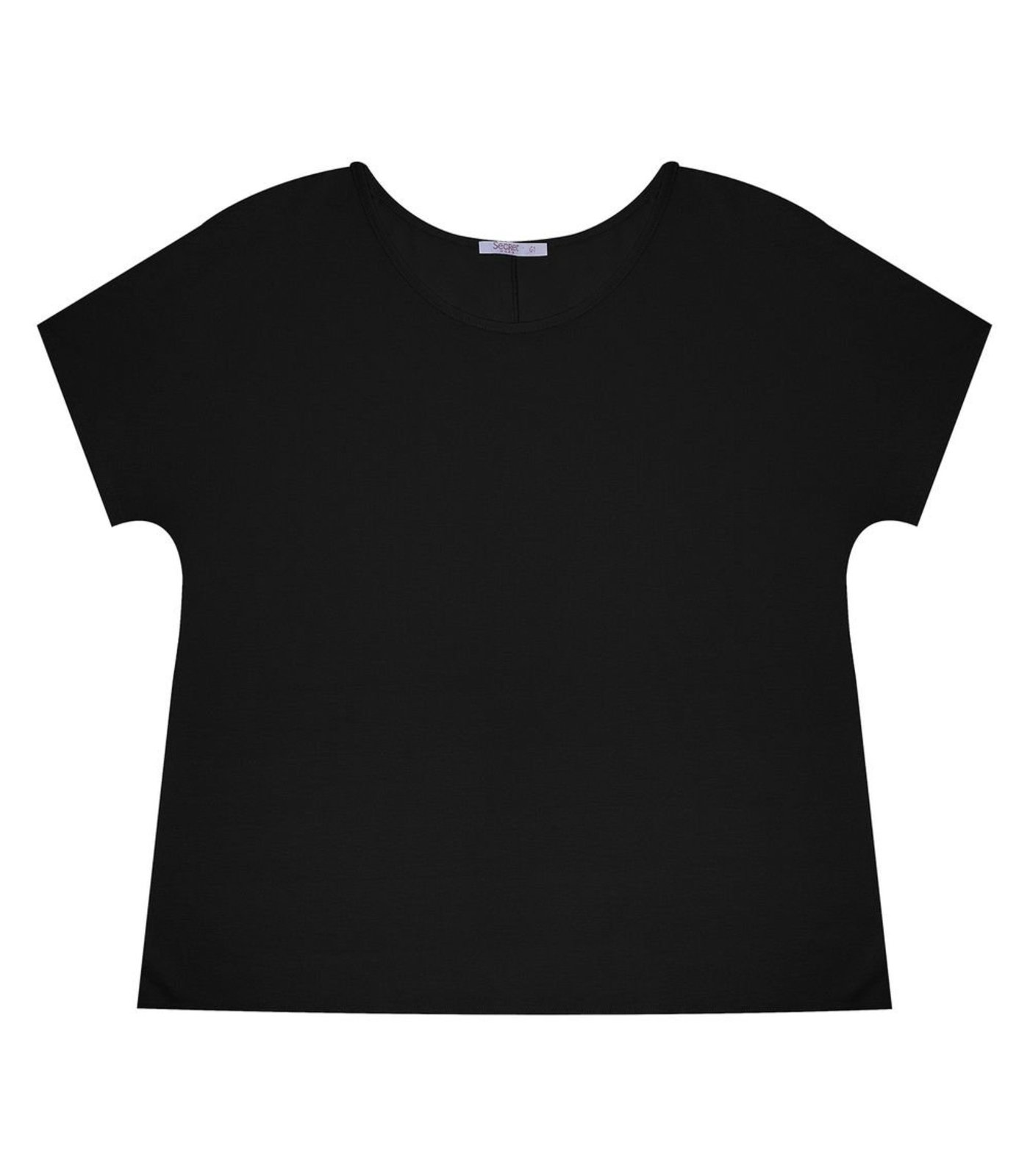 Vista 3 Blusa Manga Curta Feminina Plus Size Secret Glam Rovitex Plus Size preto Rovitex Plus Size preto