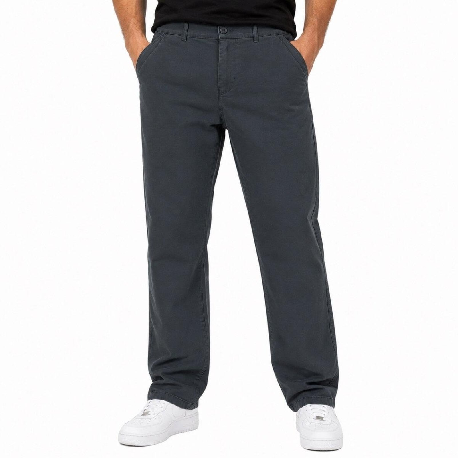 Calça Casual Masculina Sarja Reta Max Denim 11455 Chumbo