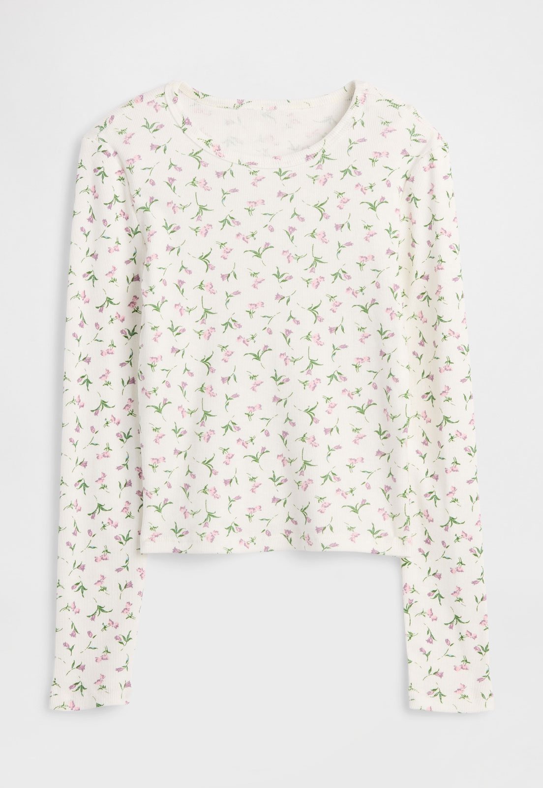 Infantil – Camiseta GAP Floral Manga Longa Branca