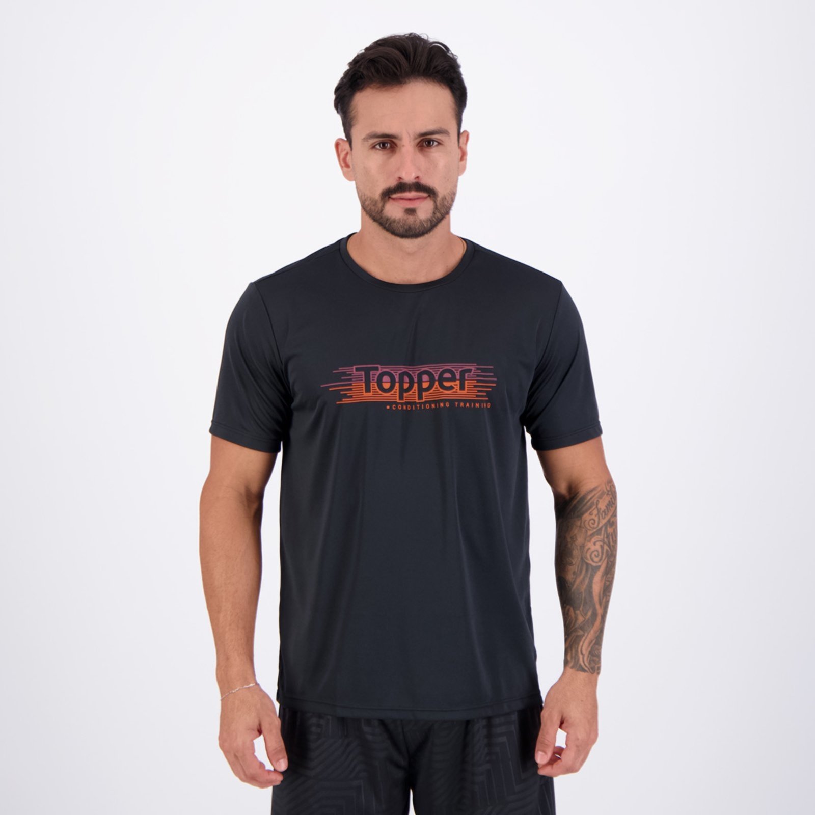 Vista 2 Camiseta Topper Treino Stamp Logo Preta preto Topper preto
