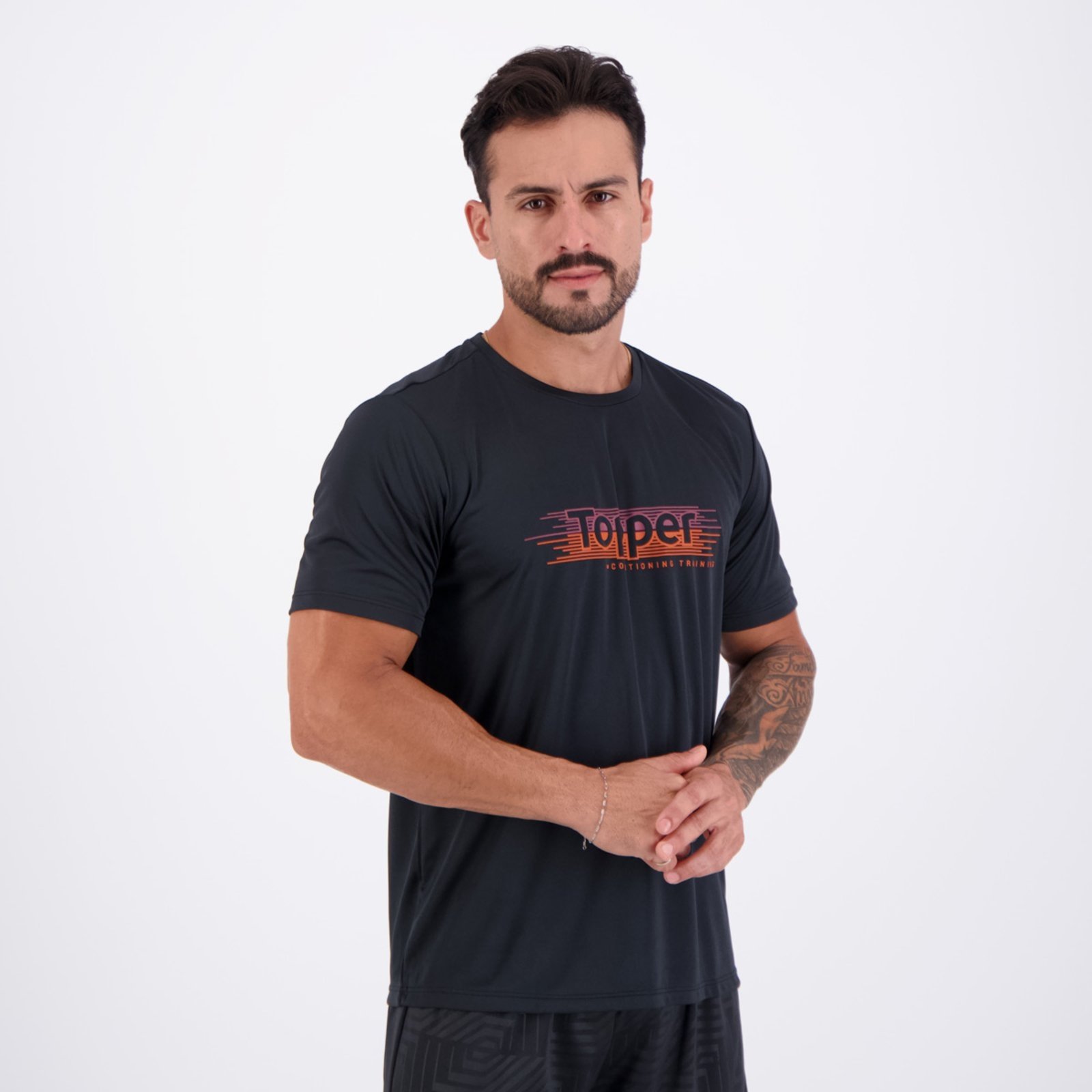Vista 3 Camiseta Topper Treino Stamp Logo Preta preto Topper preto