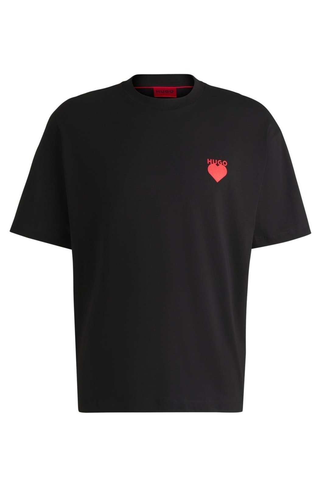 Camiseta De Algodão Com Corações Preto - EGG