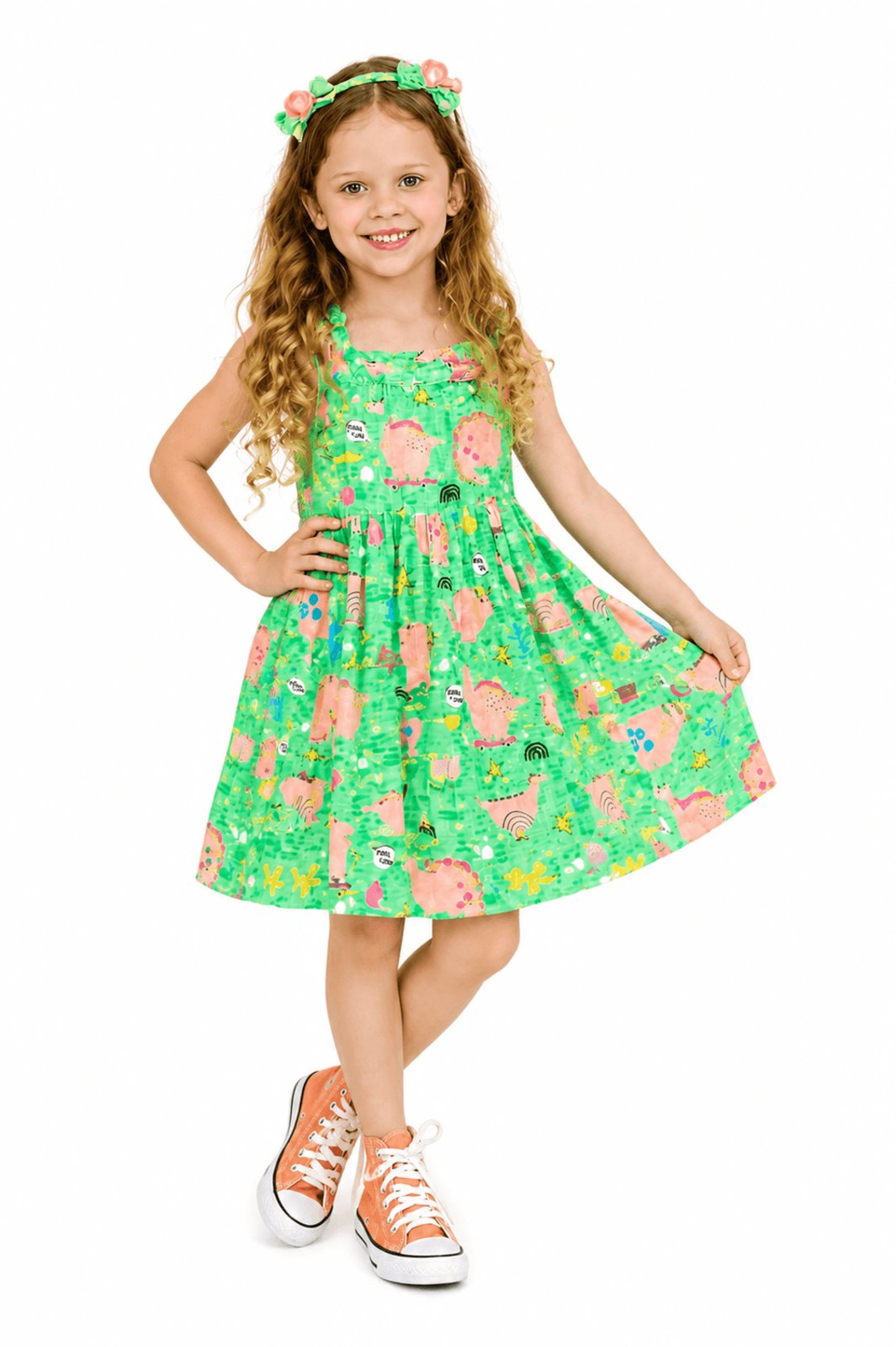 Infantil - ALPHABETO Vestido Estampa - Pinkssauro