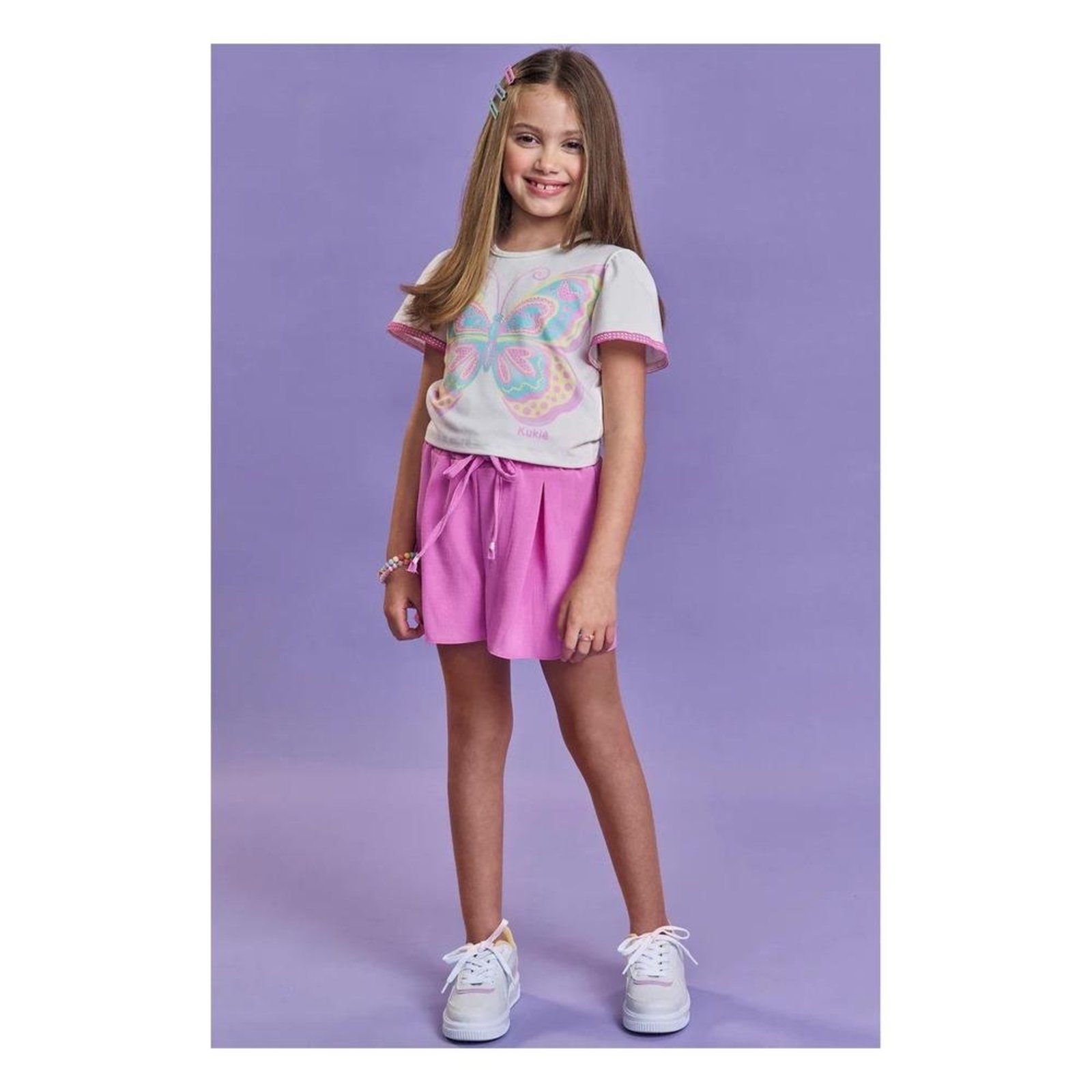 Infantil - Conjunto Menina Shorts Saia Kukiê 10 Rosa