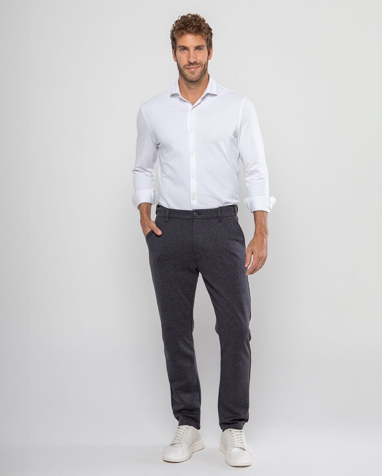 Calça Alfaiataria Masculina Moletinho 11050 Cinza Chumbo Consciência