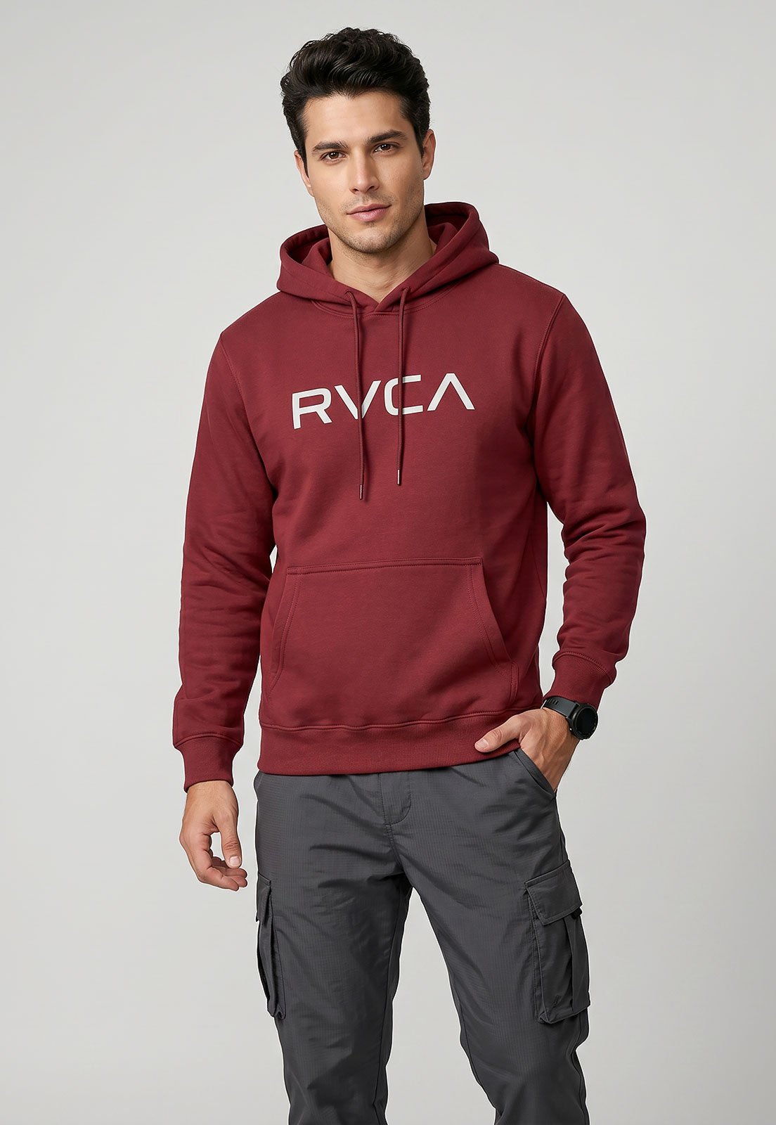 Blusa de Moletom Masculina RVCA Capuz Vermelha