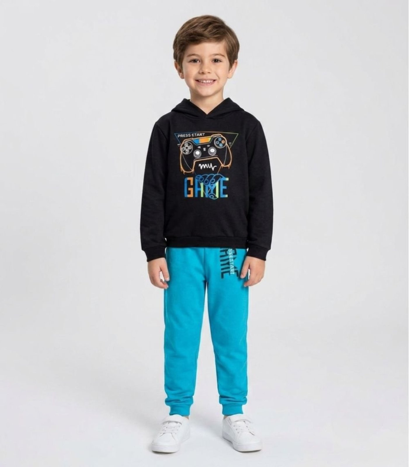 Infantil - Conjunto Moletom Menino Blusão E Calça Kappes Preto