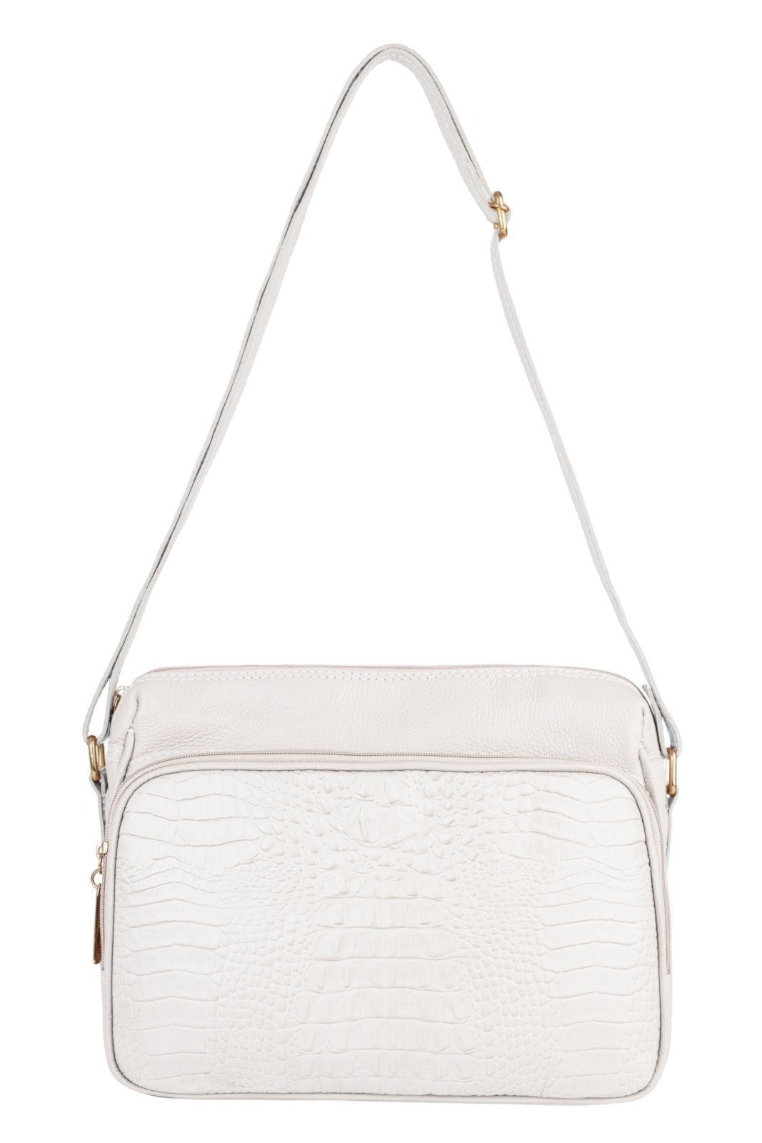 Vista 2 Bolsa de couro croco tiracolo Anita - Marfim Andrea Vinci caramelo Andrea Vinci caramelo