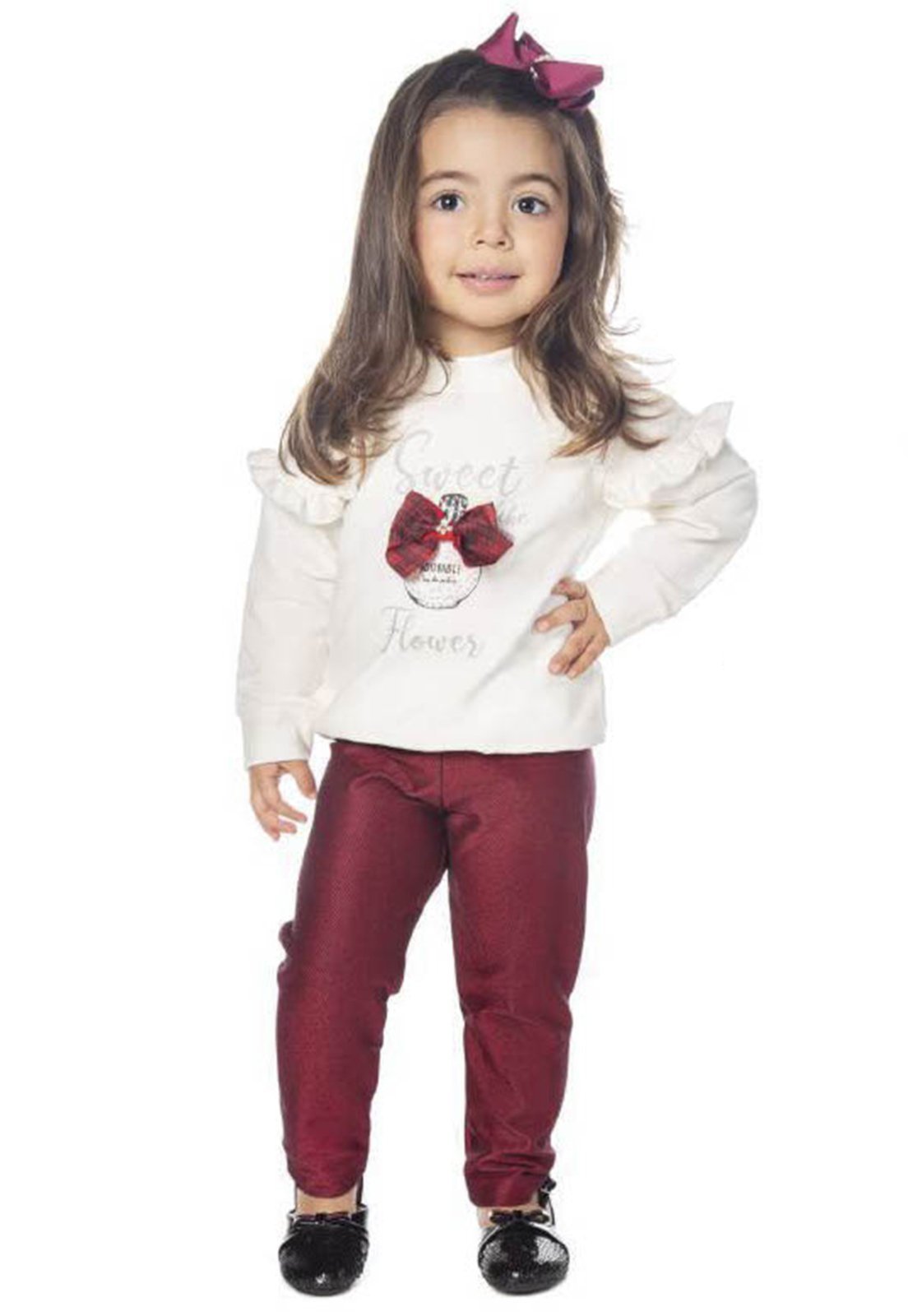 Vista 3 Infantil - Conjunto Blusão Calça Molecotton Have Fun vinho Have Fun vinho