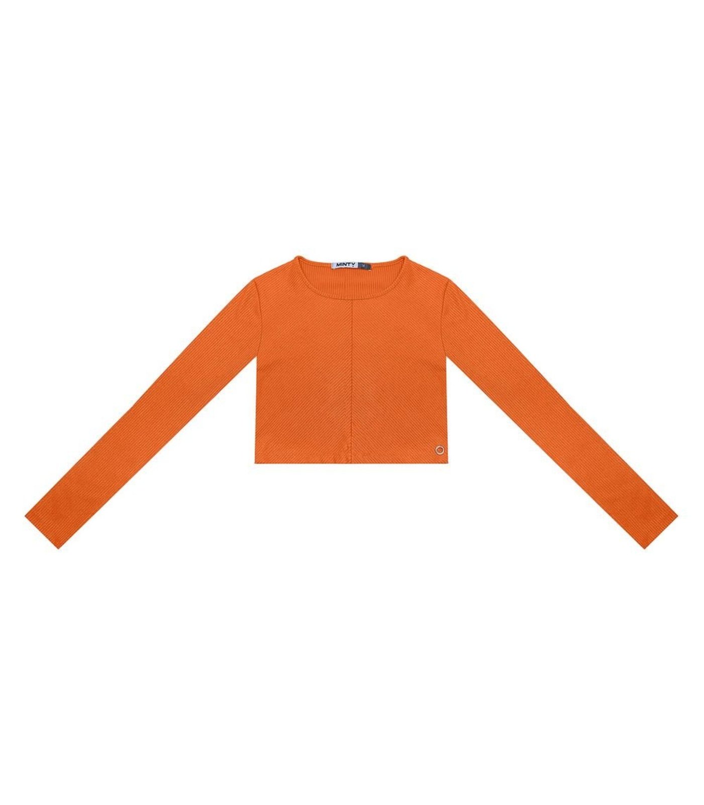 Infantil - Blusa Cropped Juvenil Manga Longa Minty Laranja