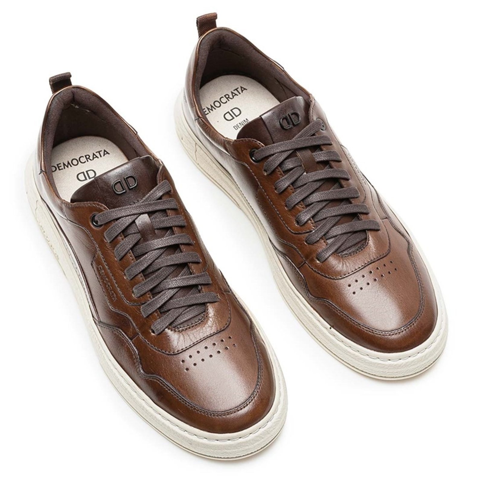 Vista 3 Tênis De Couro Democrata Masculino Denim Jake 240201 marrom denim DEMOCRATA marrom denim