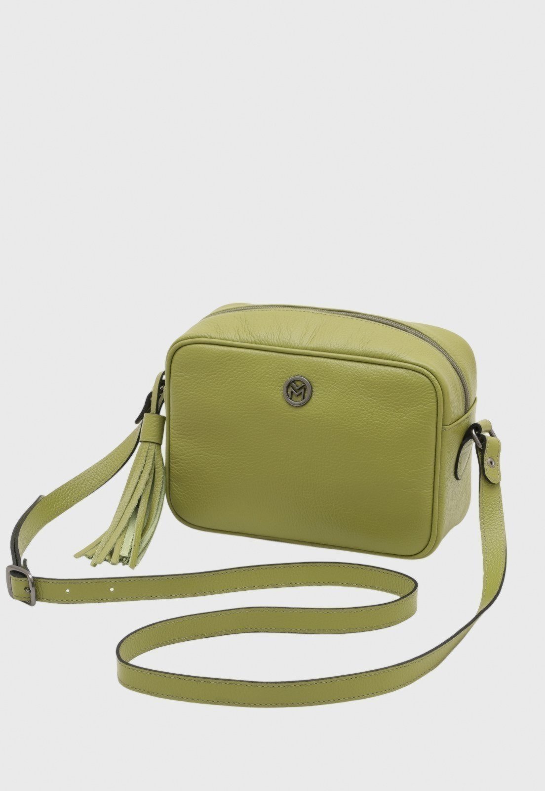 Bolsa Transversal de Couro Mariart Titânio Avocado