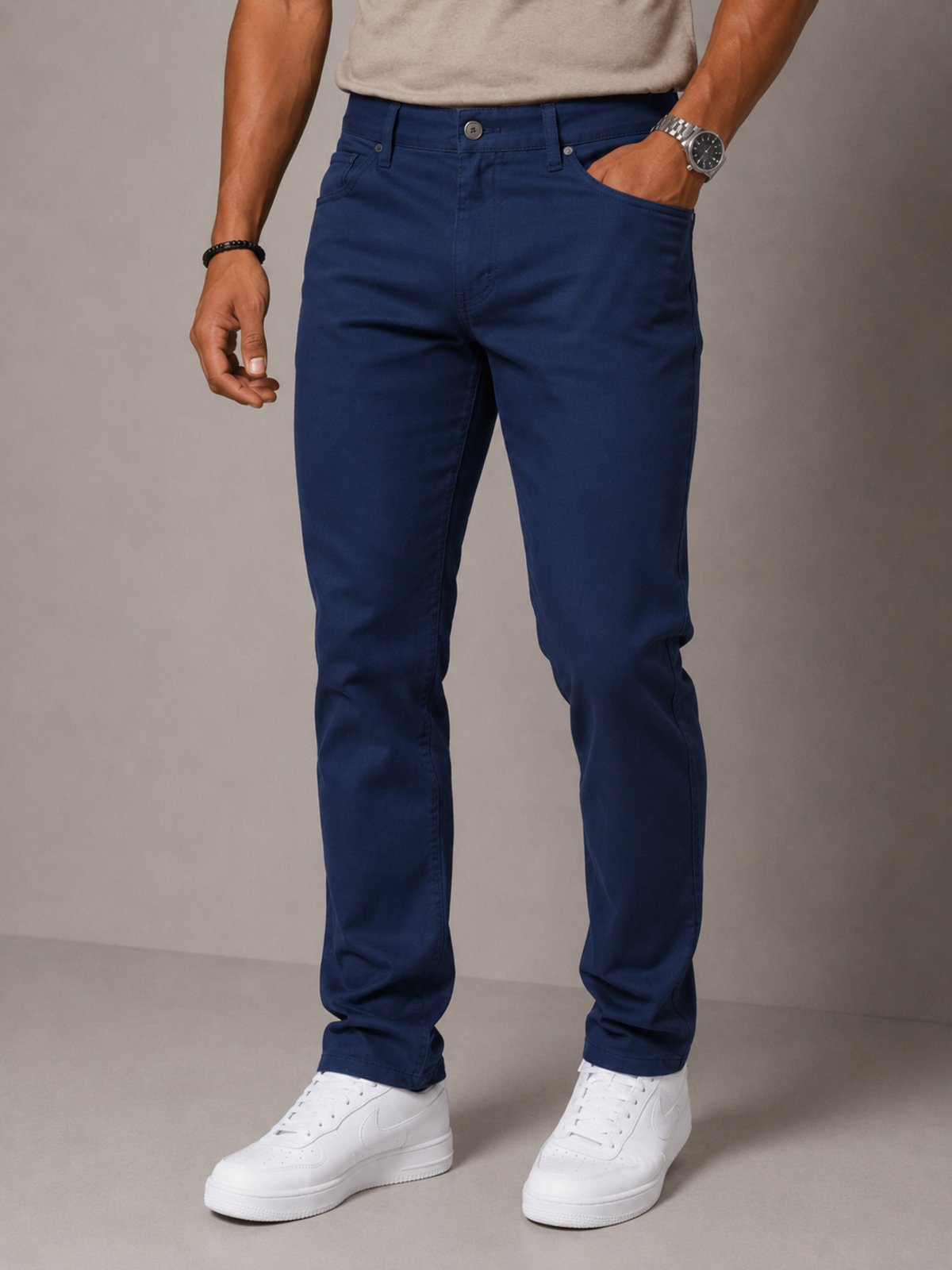 Calça Sarja Masculina 5 Estilo Conforto Casual Azul Marinho