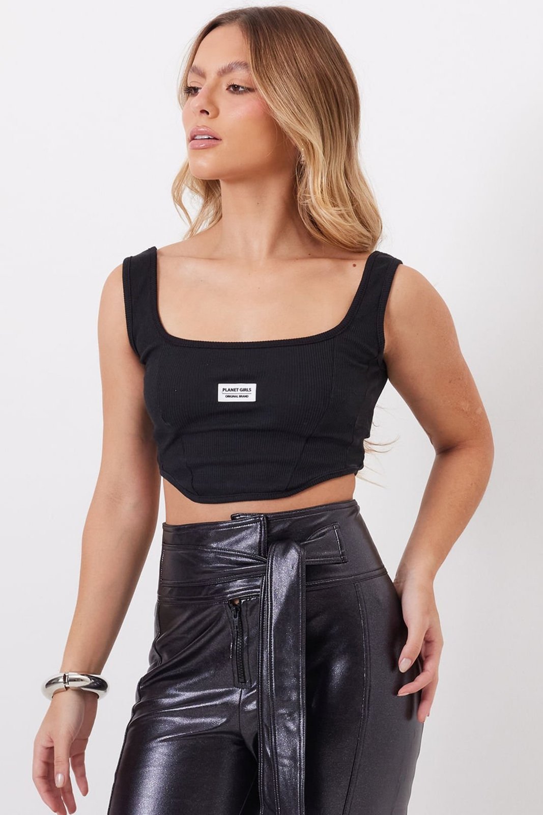 Cropped Regata Decote Reto Planet Girls Preto