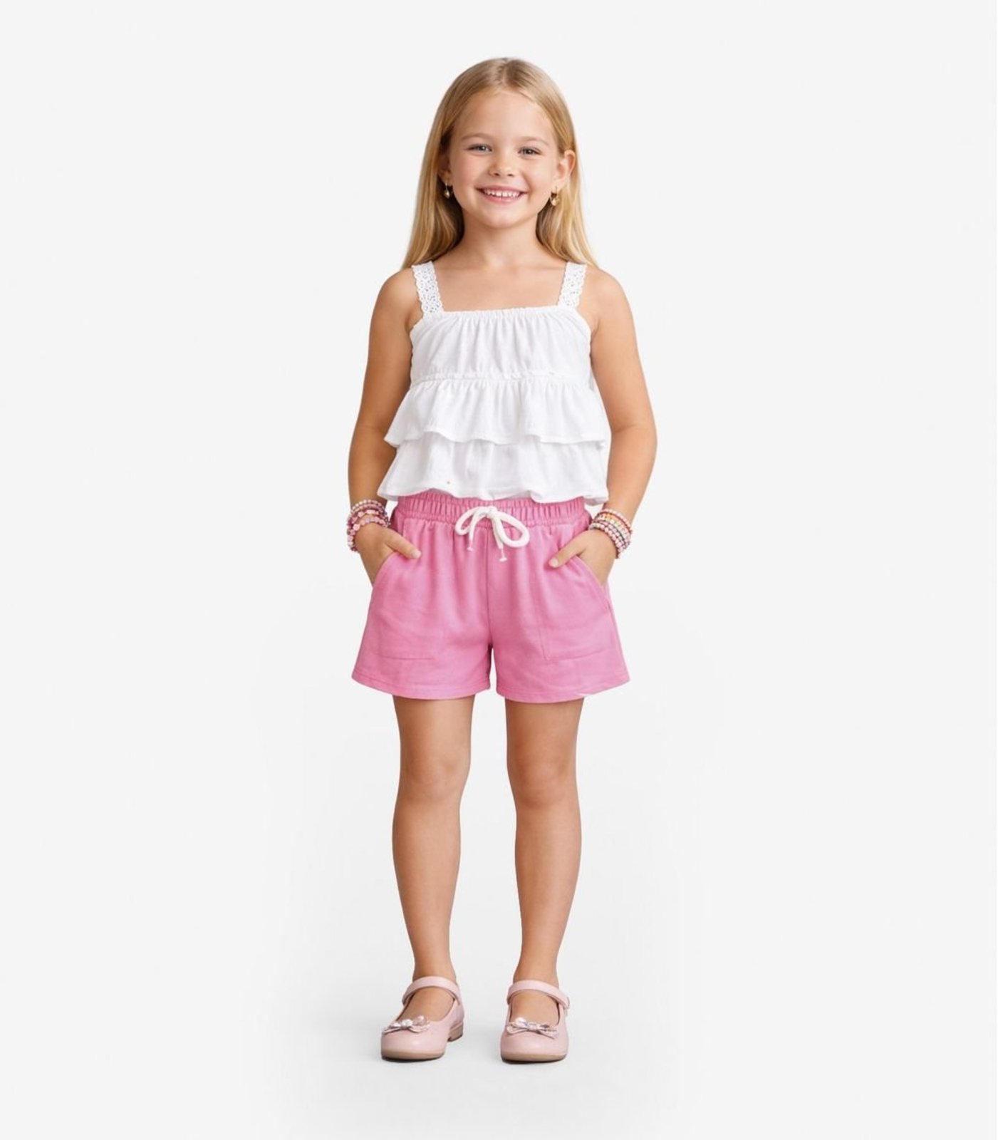 Infantil - Shorts Menina Trick Nick Rosa