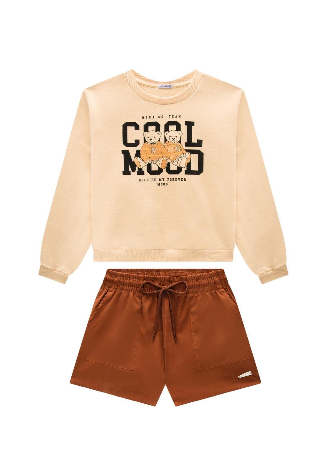 Infantil - Conjunto Moletom Shorts Aveludado Nina Go 10 Unico