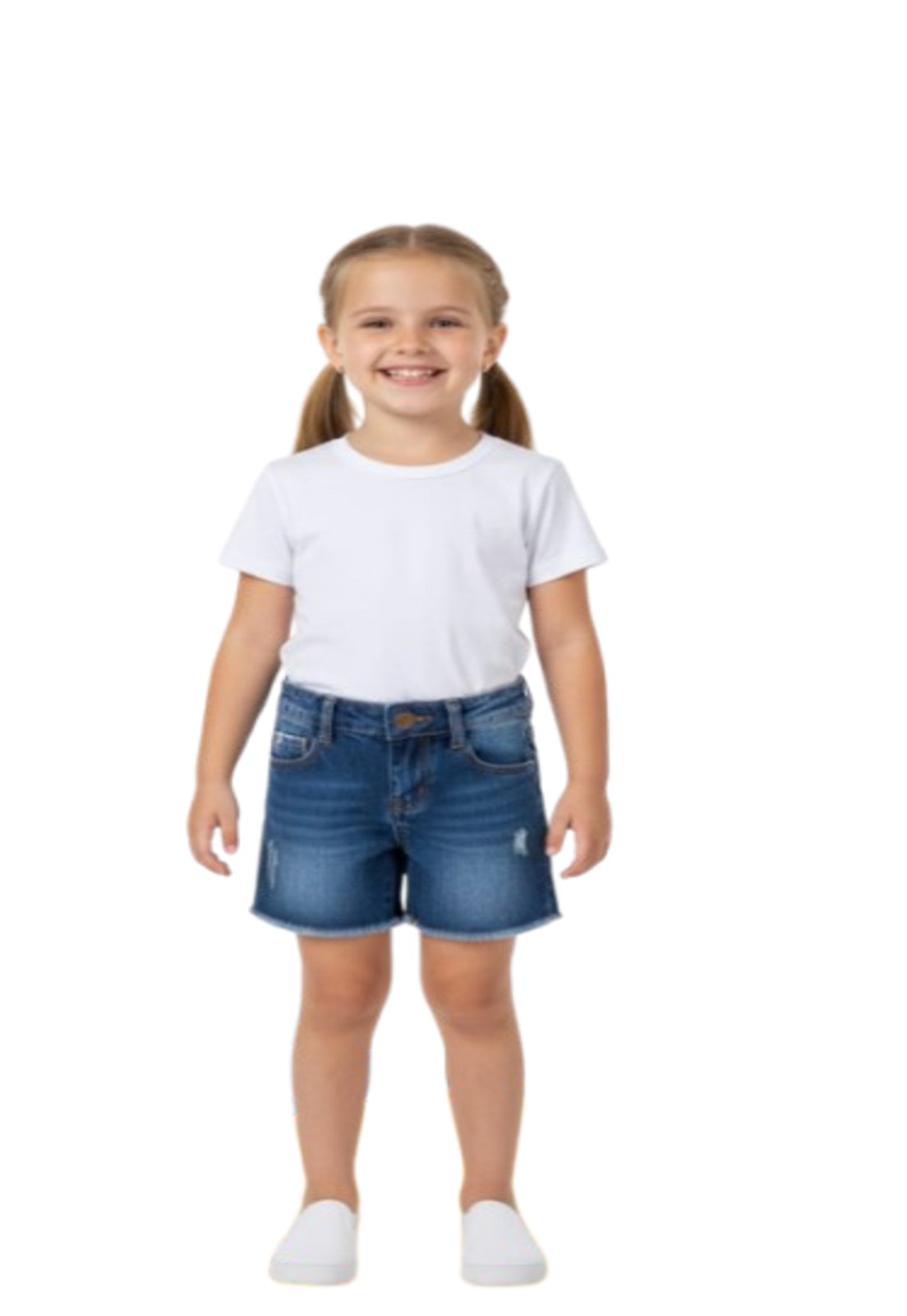 Infantil - Shorts Jeans Azul Medio Menina